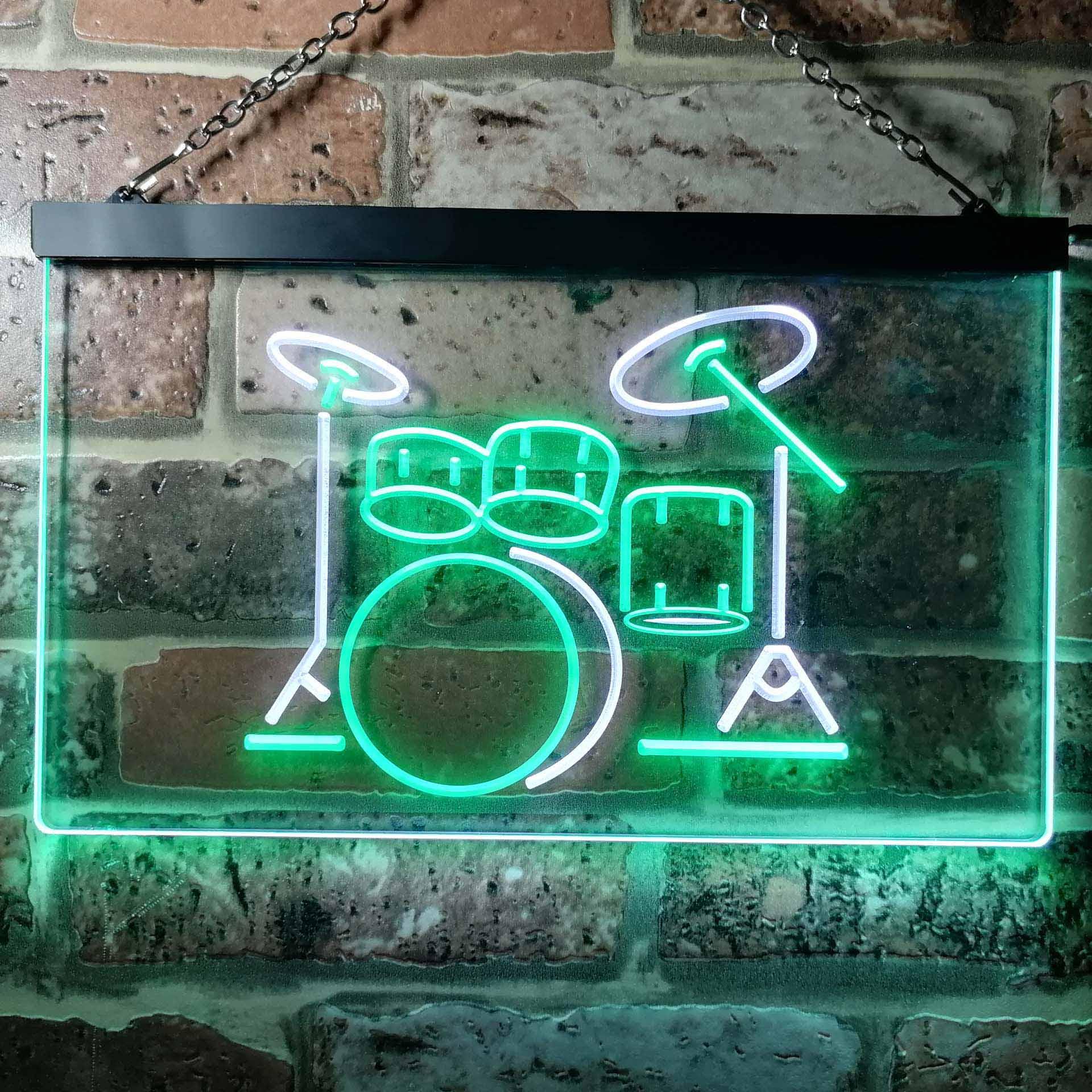 pro Drum Music Band Room Dual-Color LED Neon Sign