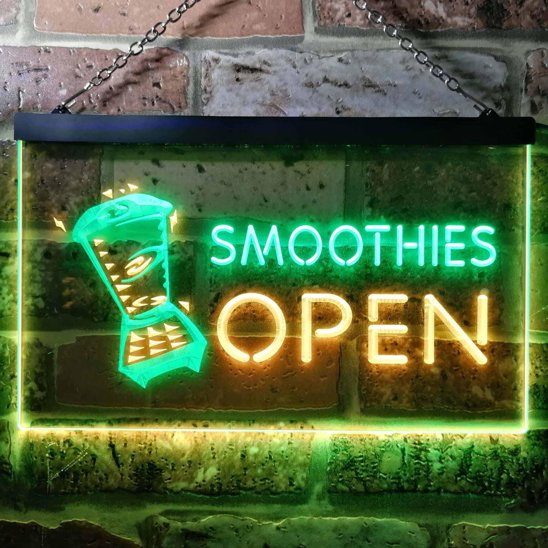 pro Smoothies Open Shop Dual-Color LED Neon Sign