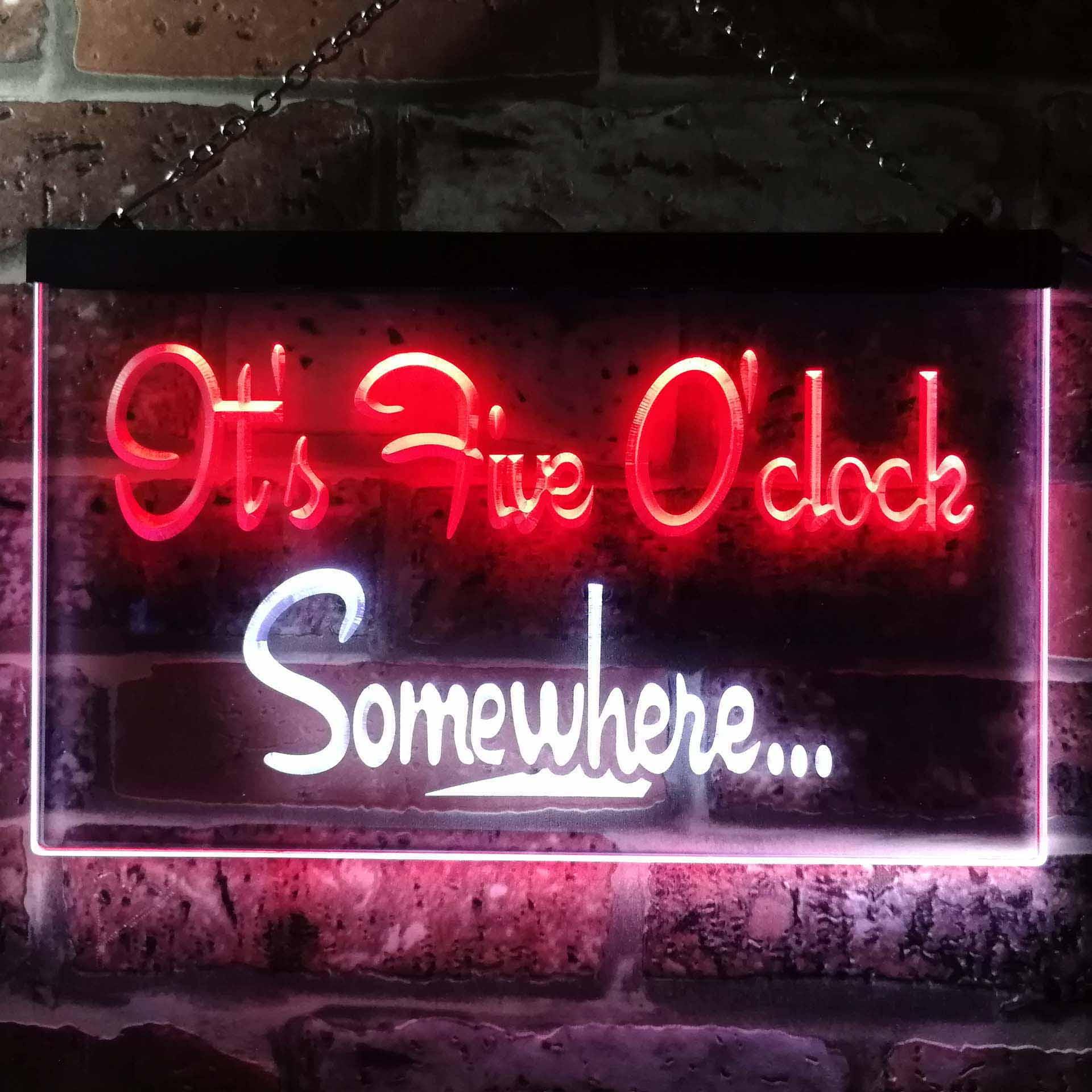 pro It's Five O'clock Somewhere Bar Illuminated Dual-Color LED Neon Sign