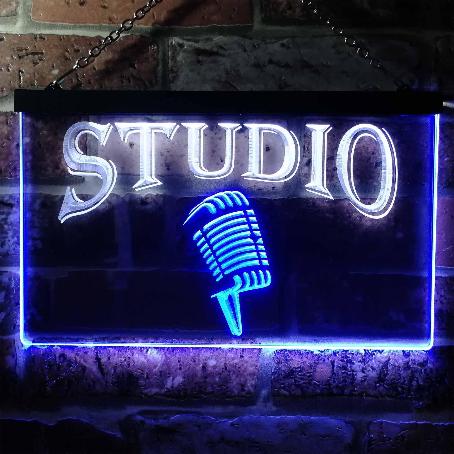 pro Studio On Air Microphone Illuminated Dual-Color LED Neon Sign