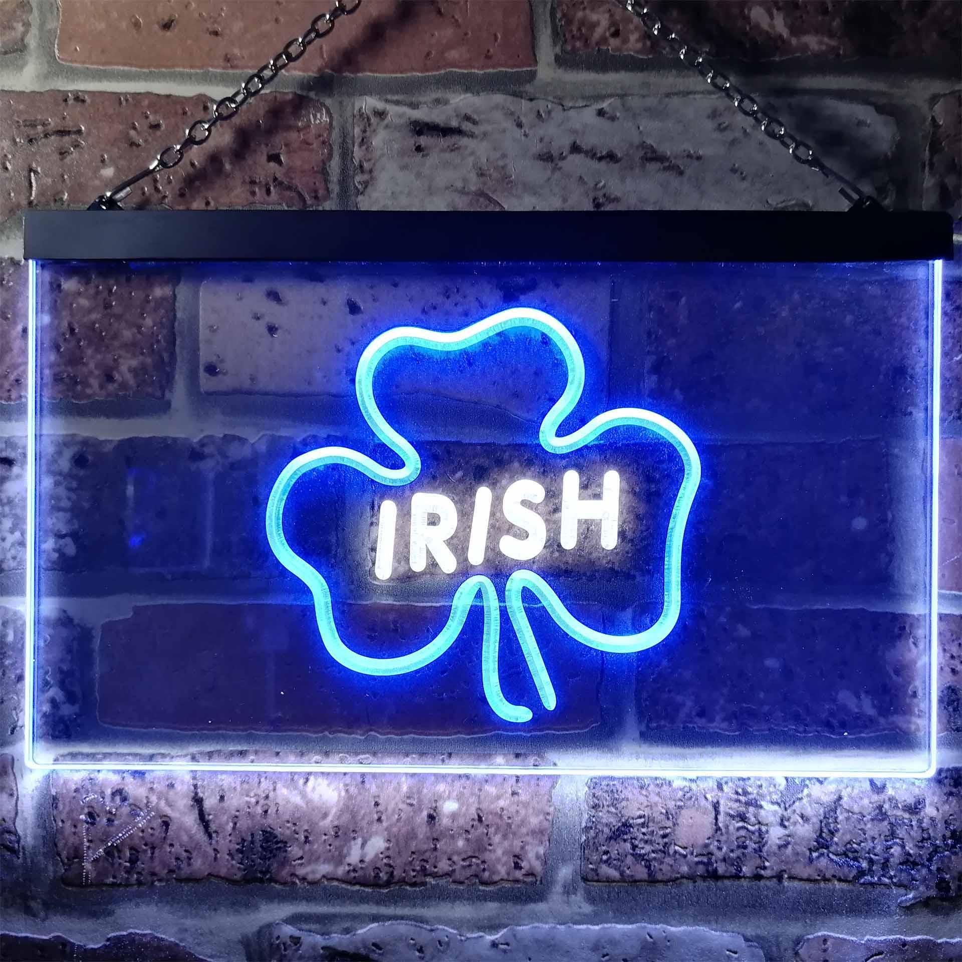 pro Irish Pub Shamrock Bar Club Display Dual-Color LED Neon Sign