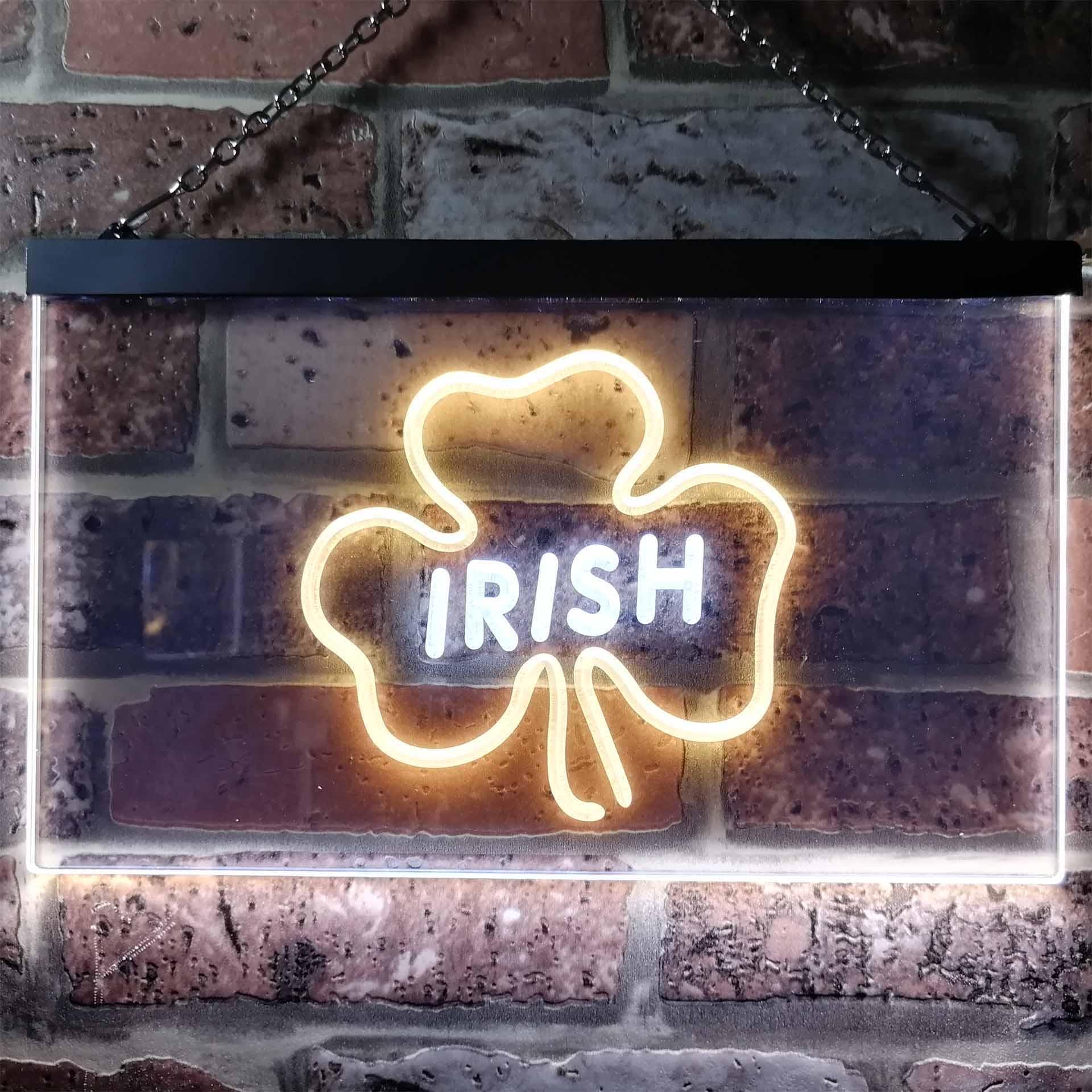 pro Irish Pub Shamrock Bar Club Display Dual-Color LED Neon Sign