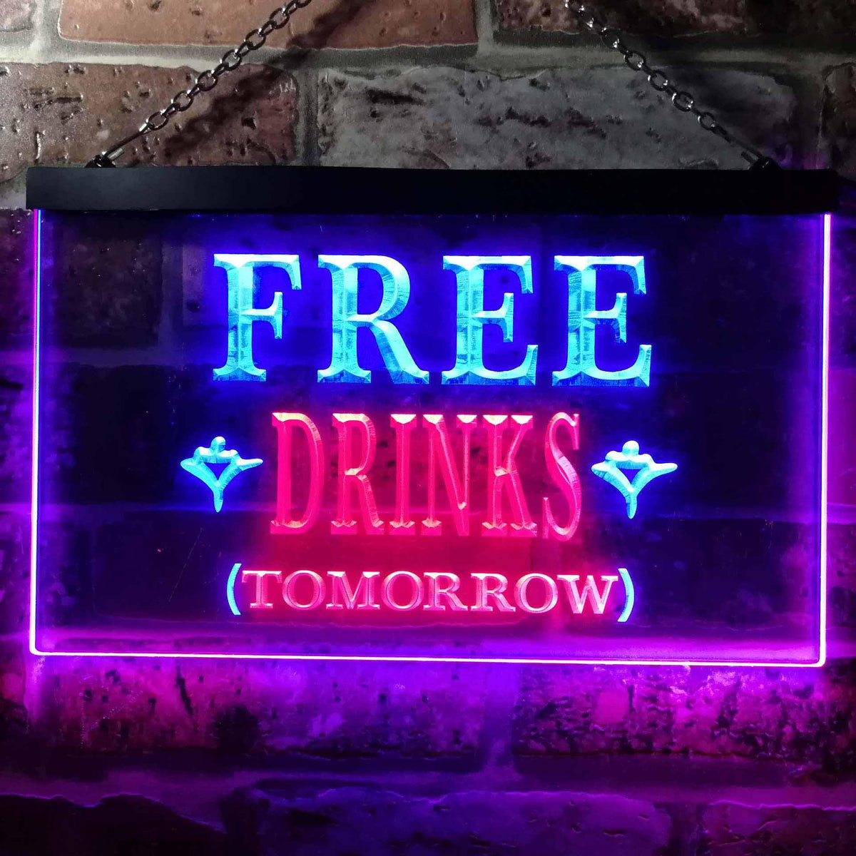 pro Free Drinks Tomorrow Bar Illuminated Dual-Color LED Neon Sign