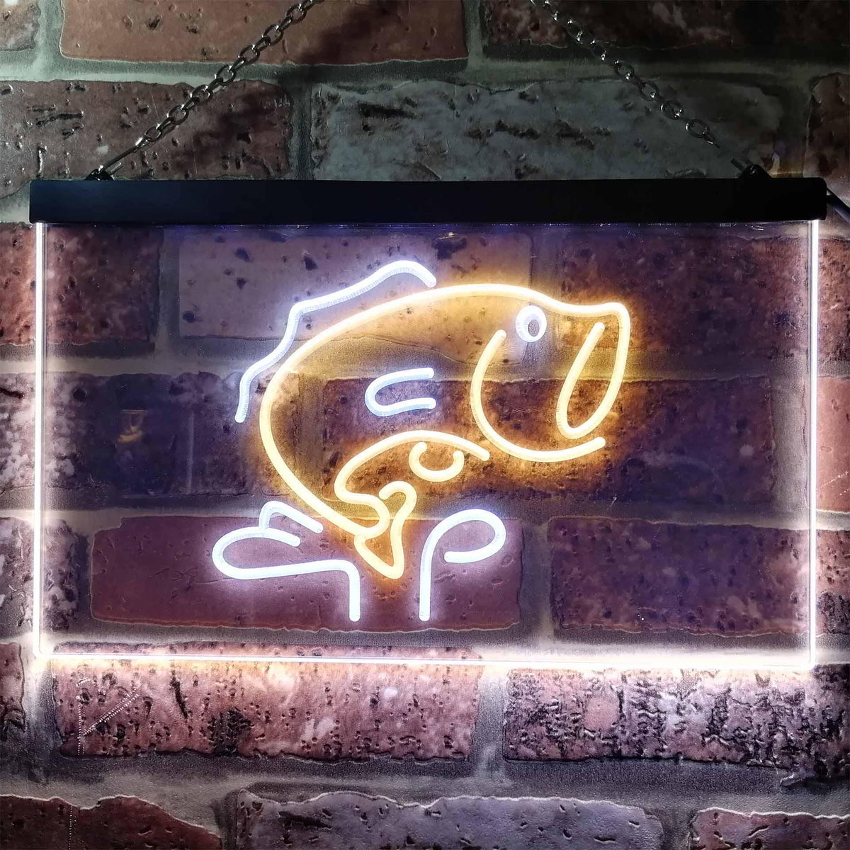 pro Large Mouth Bass Fish Cabin Illuminated Dual-Color LED Neon Sign