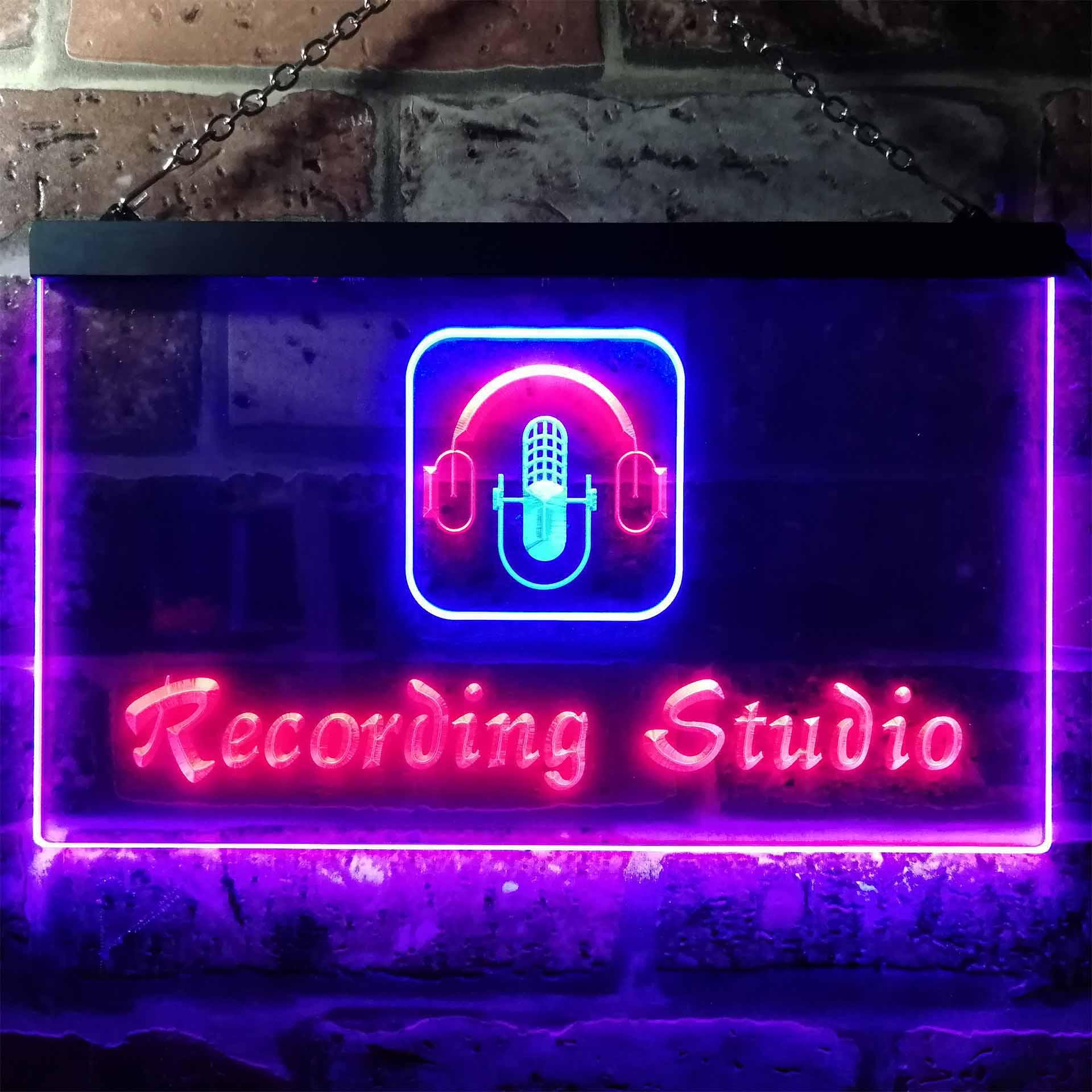 Videostudio Sign pro Recording Studio Microphone Illuminated Dual-Color LED Neon Sign