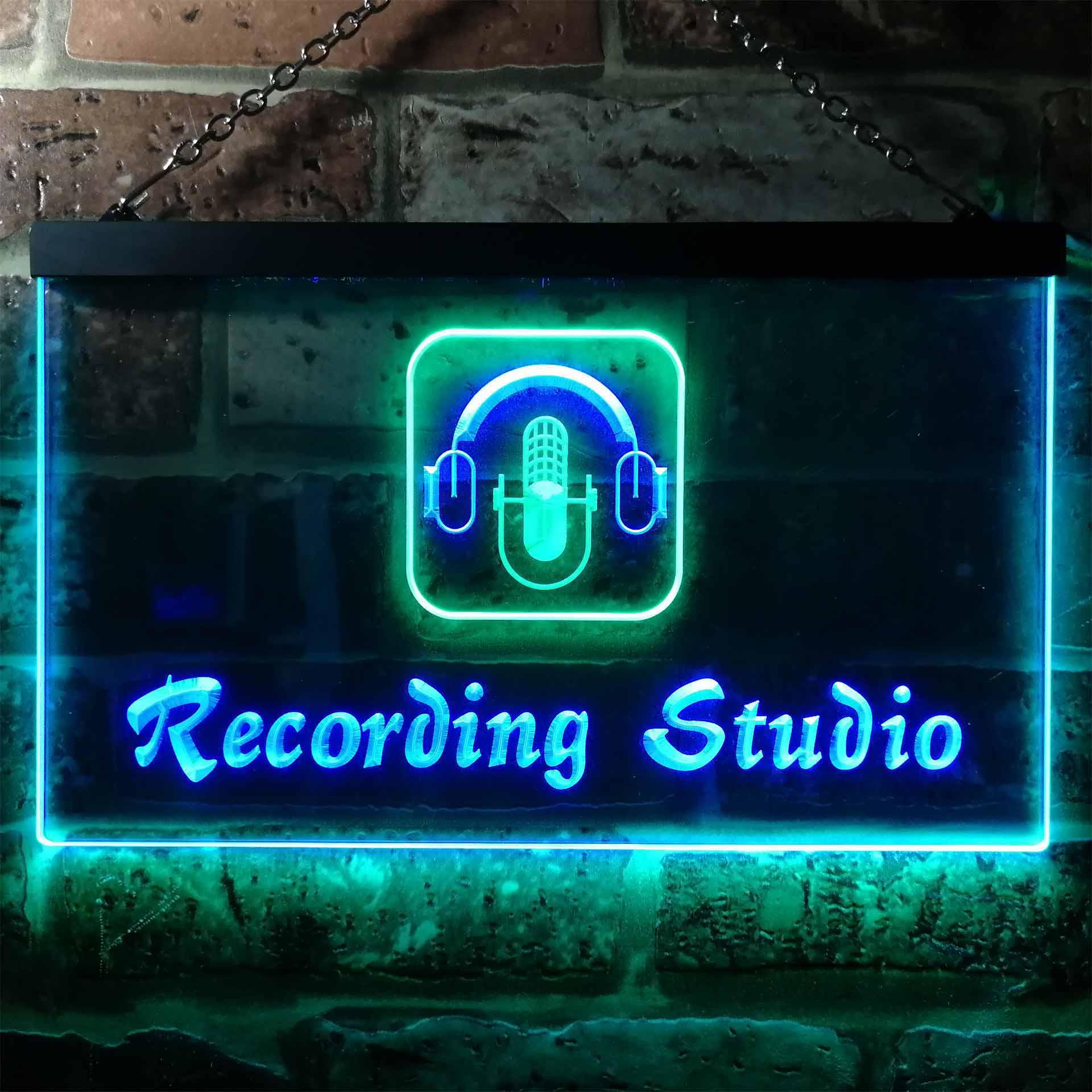 pro Recording Studio Microphone Illuminated Dual-Color LED Neon Sign
