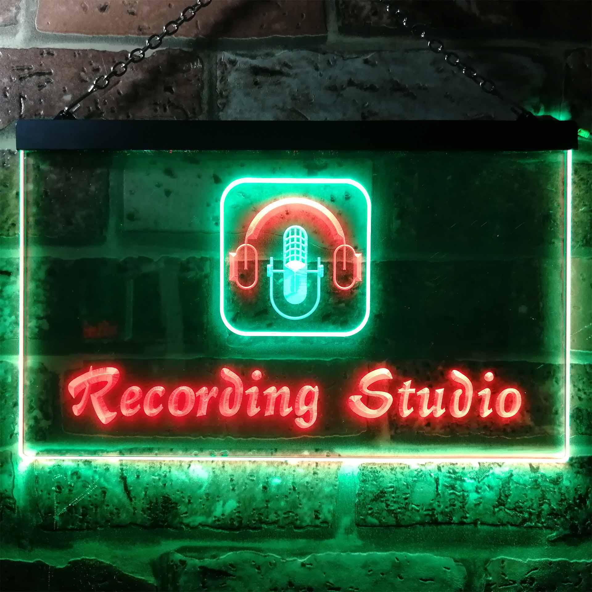 pro Recording Studio Microphone Illuminated Dual-Color LED Neon Sign
