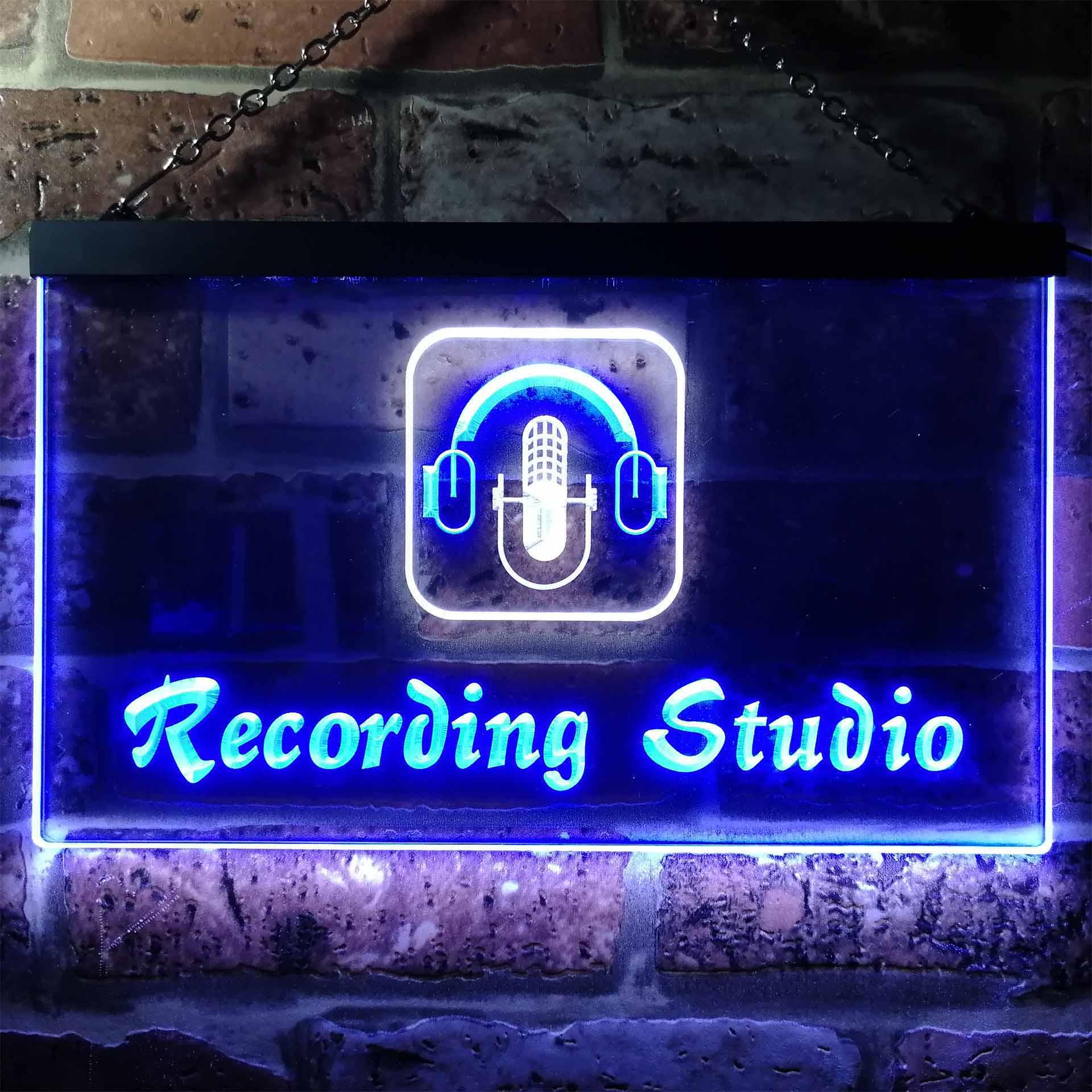 Recording Led Sign pro Recording Studio Microphone Illuminated Dual-Color LED Neon Sign