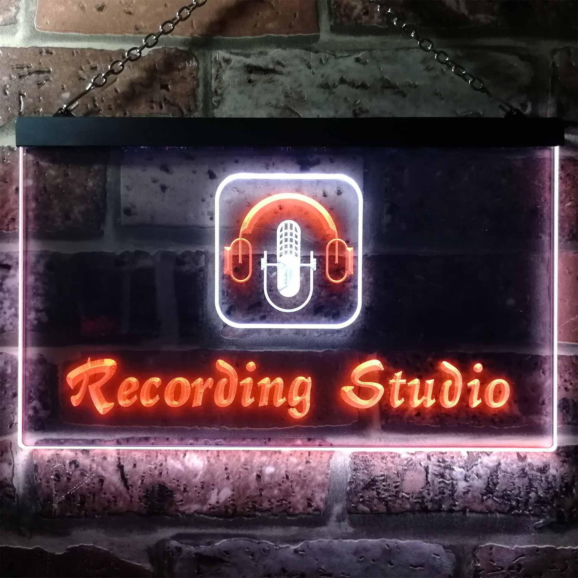 Recording Led Sign pro Recording Studio Microphone Illuminated Dual-Color LED Neon Sign