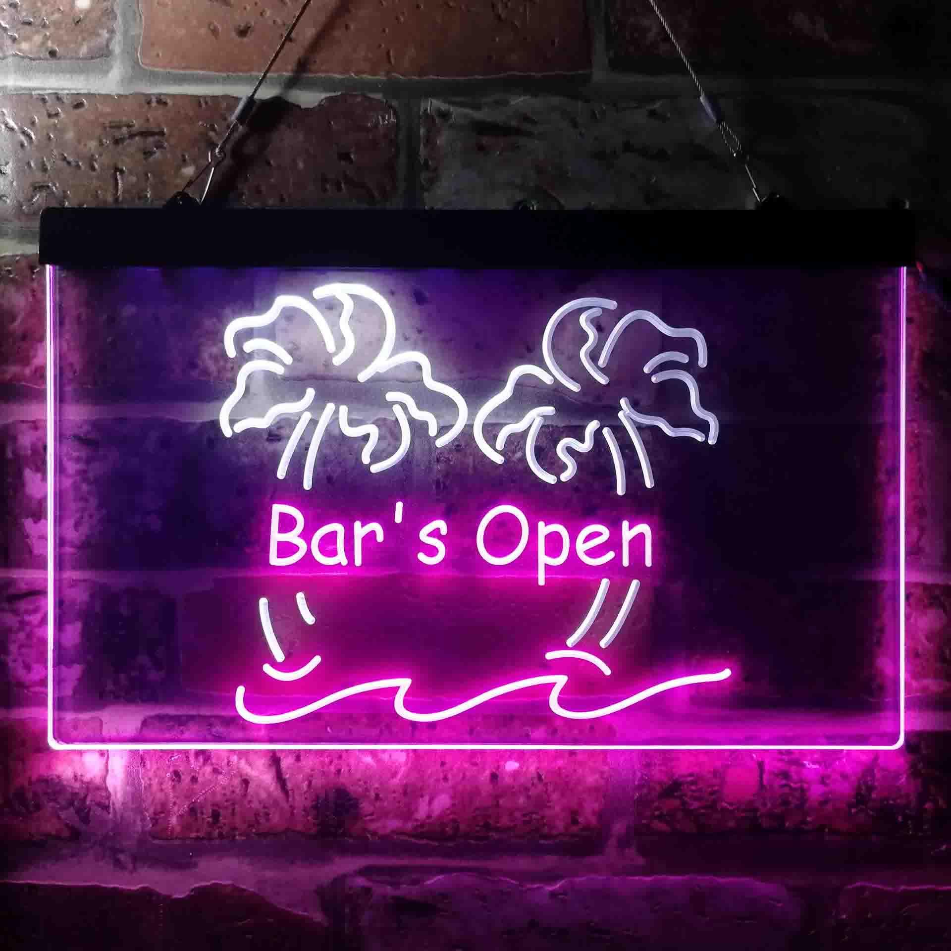 Palm Tree Led Sign pro Bar is Open Palm Tree Illuminated Dual-Color LED Neon Sign