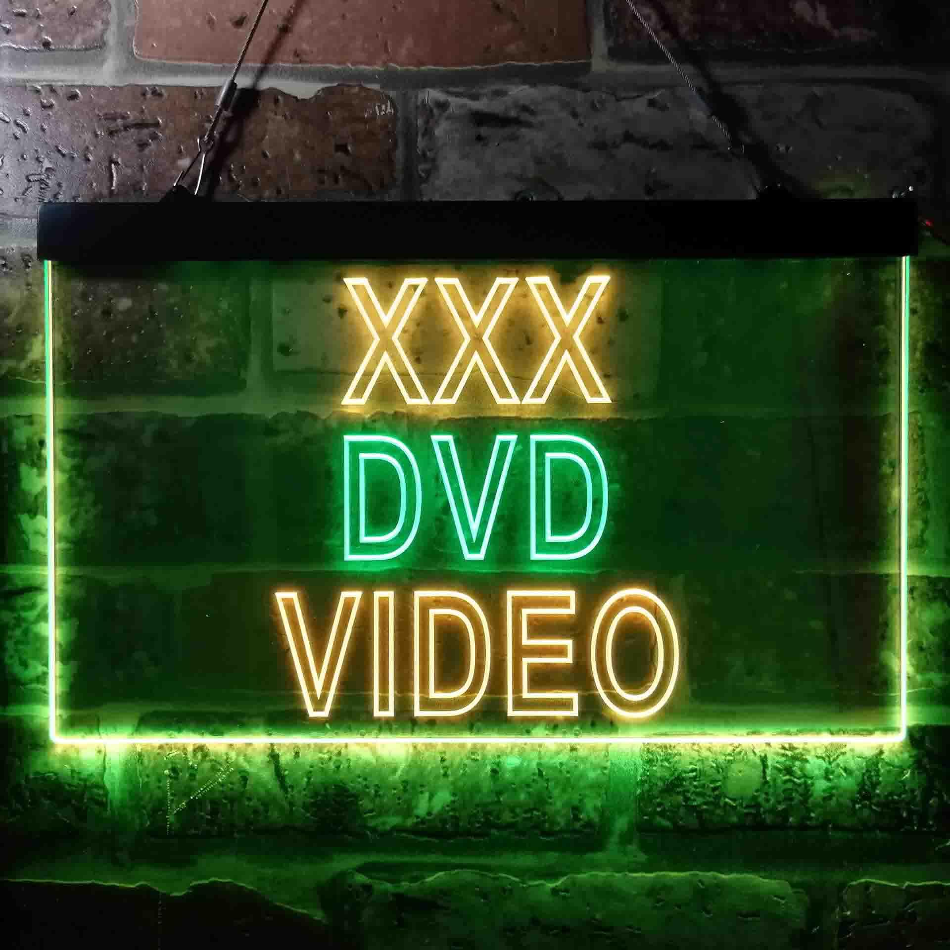 pro XXX DVD Video Shop Illuminated Dual-Color LED Neon Sign