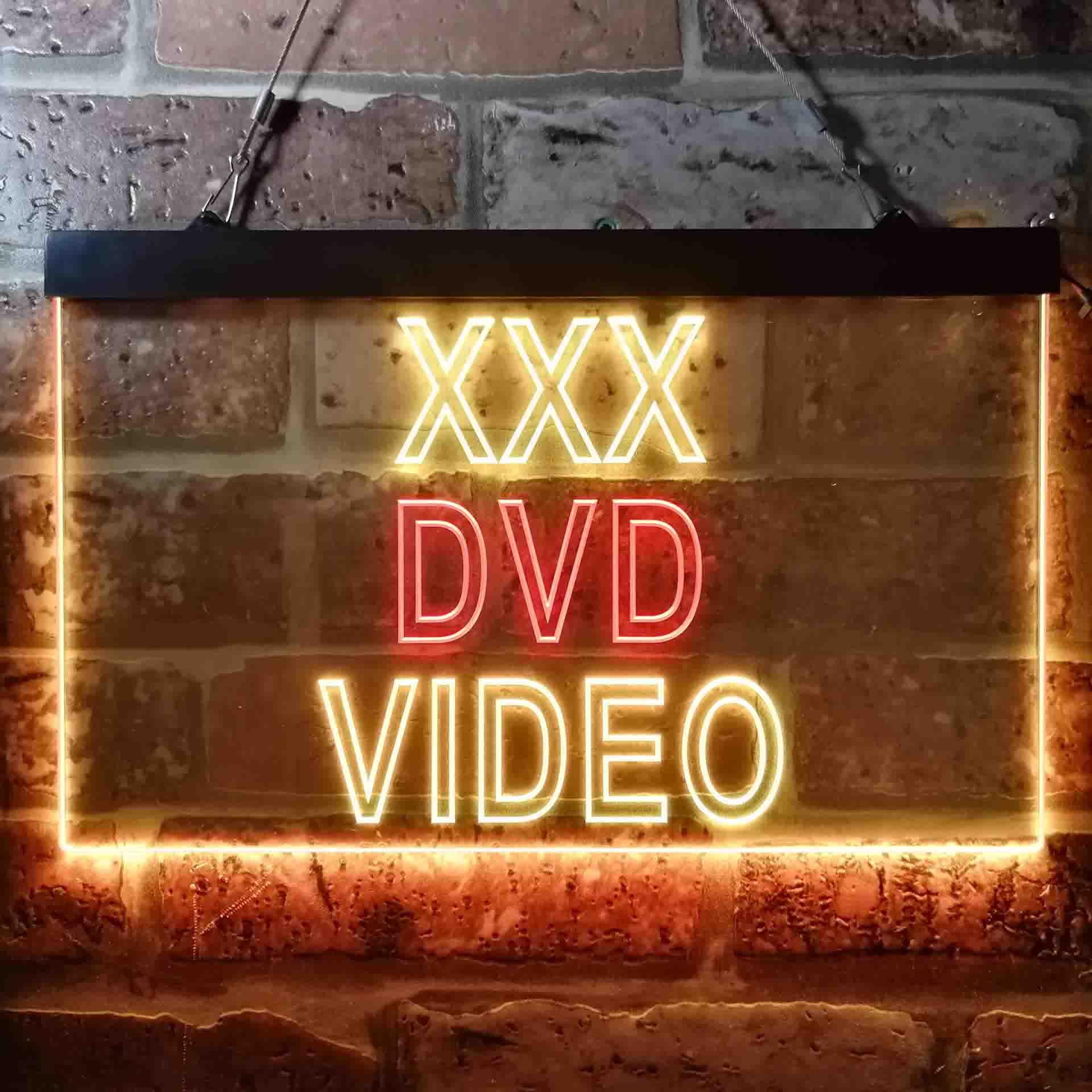pro XXX DVD Video Shop Illuminated Dual-Color LED Neon Sign
