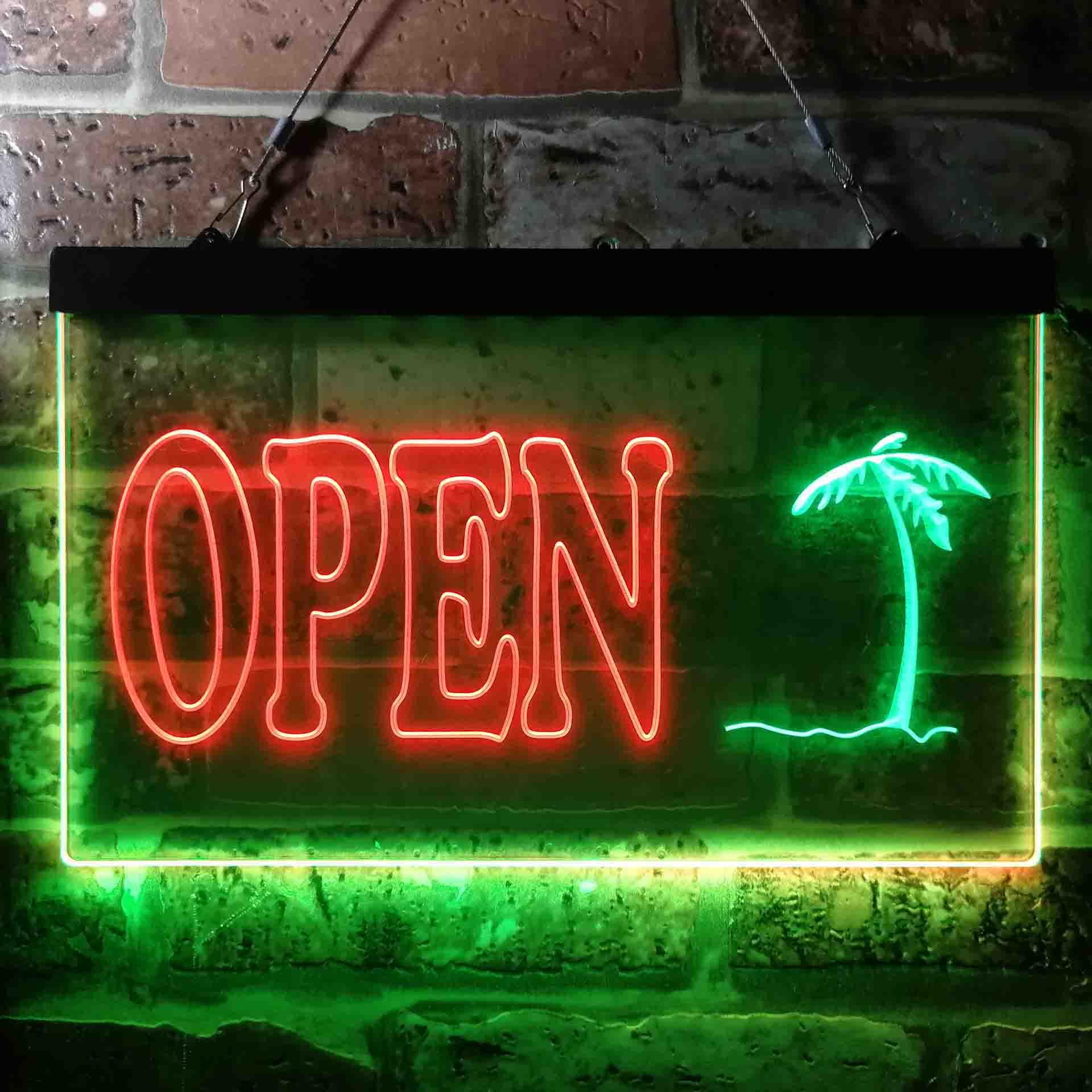 pro Open Palm Tree Island Illuminated Dual-Color LED Neon Sign