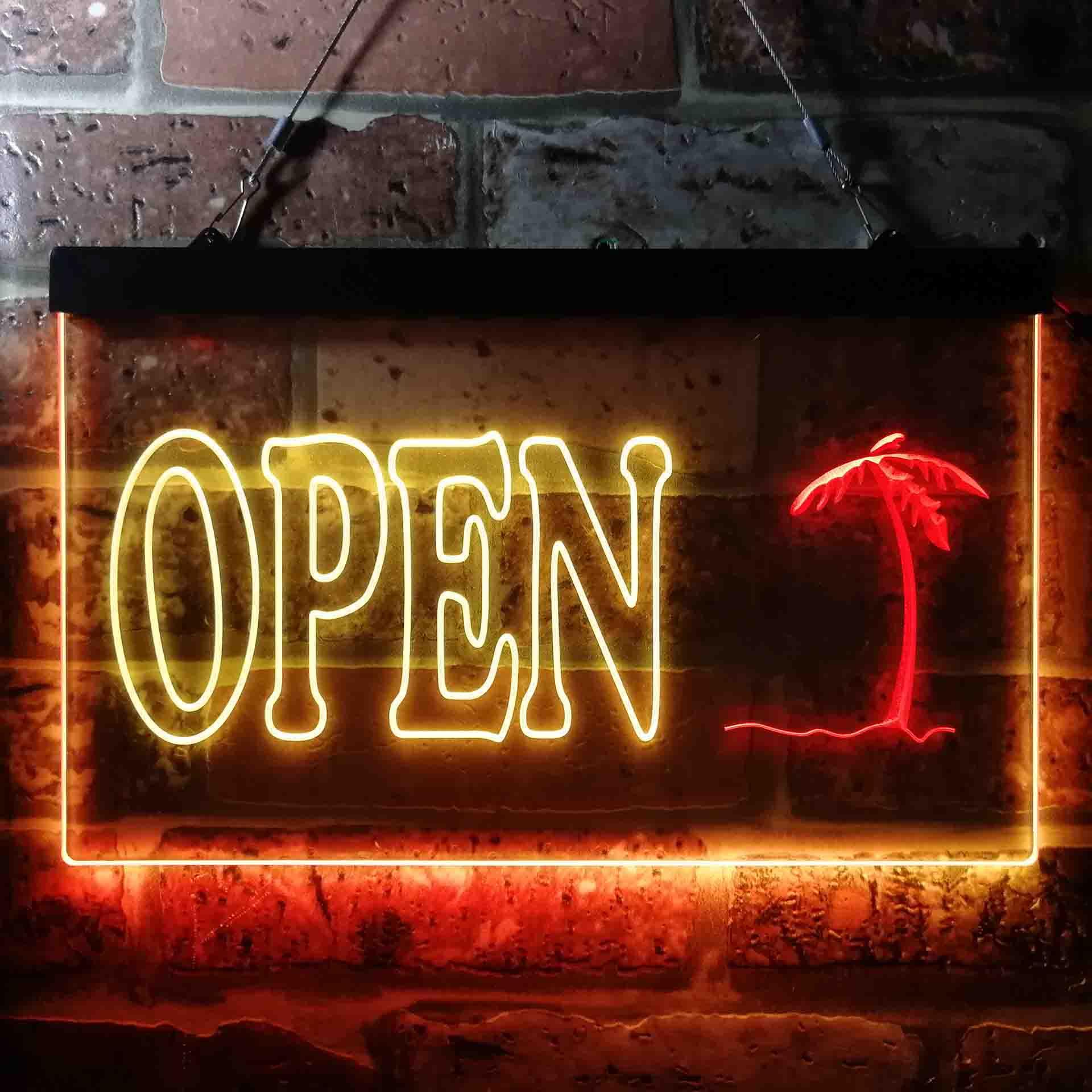 pro Open Palm Tree Island Illuminated Dual-Color LED Neon Sign