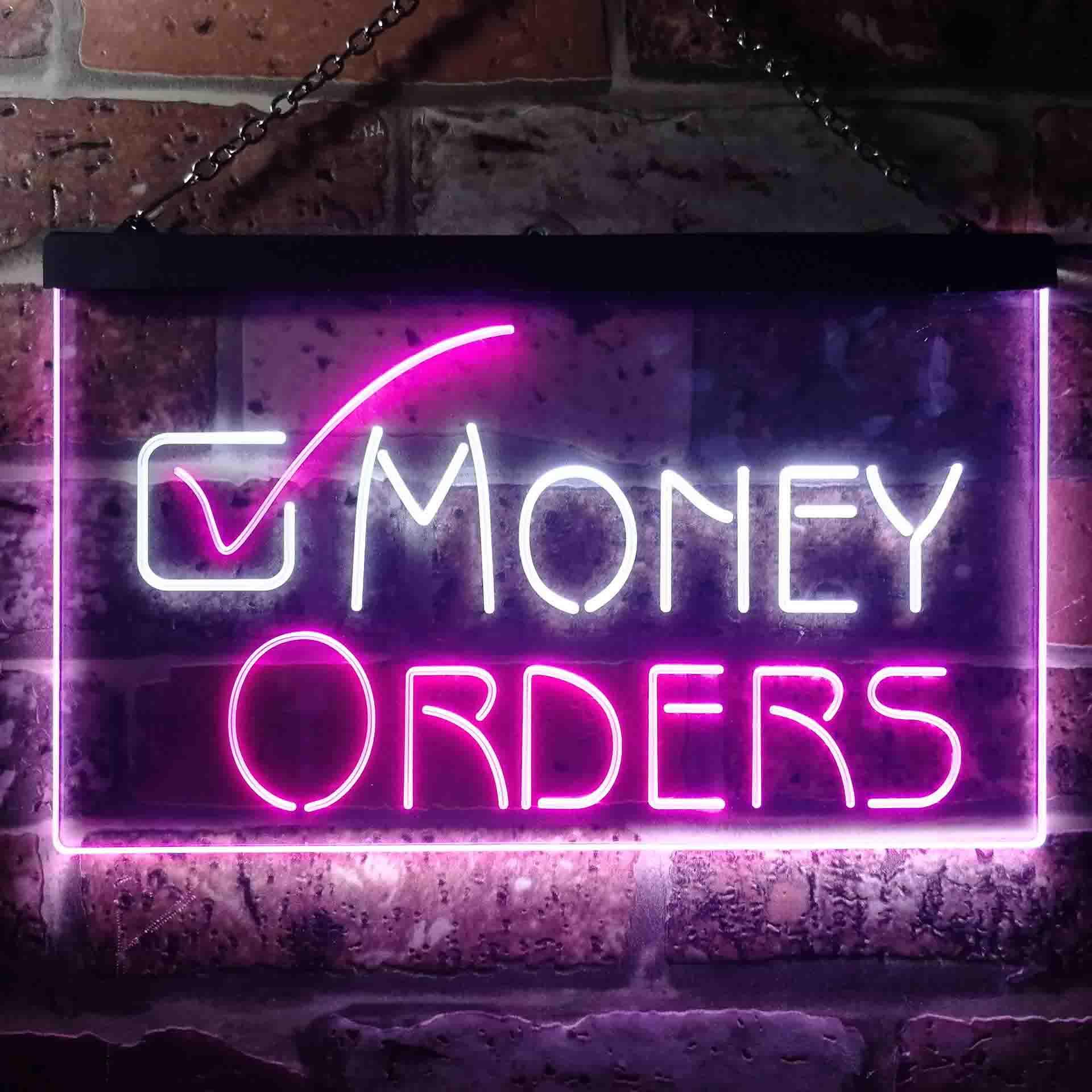 pro Money Order Sold Here Dual-Color LED Neon Sign