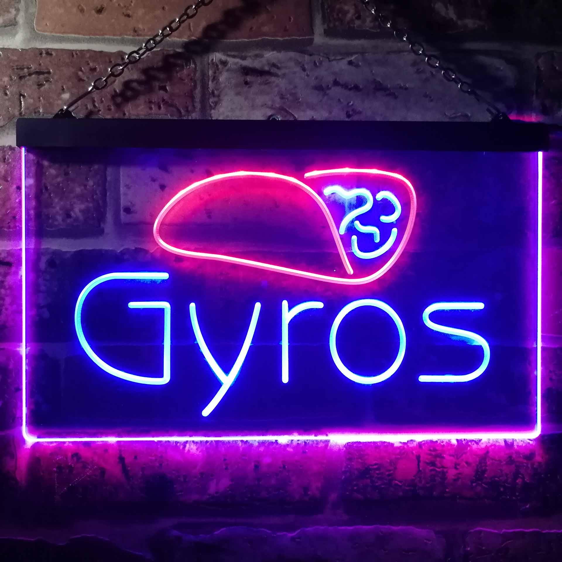 pro Gyros Cafe Shop Dual-Color LED Neon Sign
