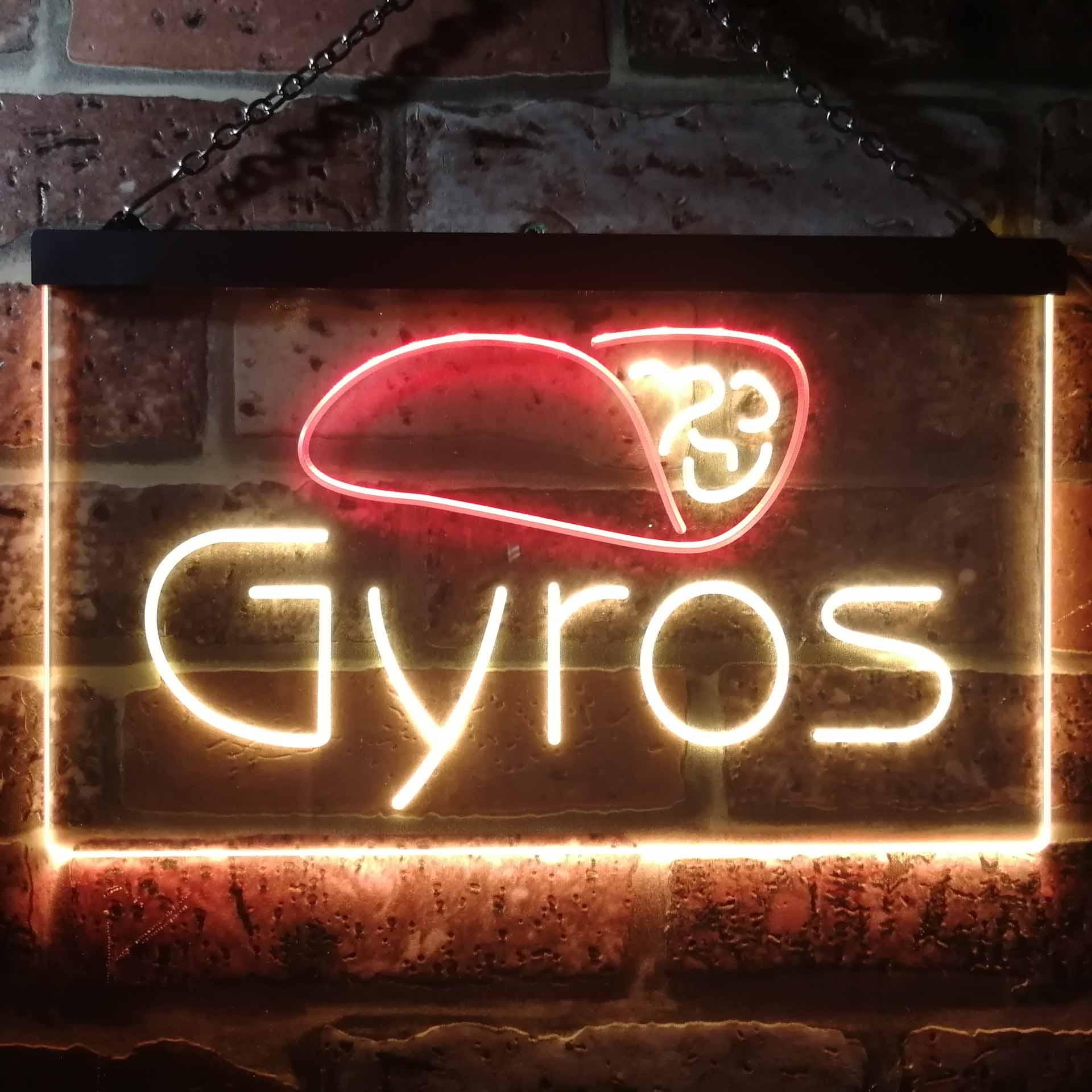pro Gyros Cafe Shop Dual-Color LED Neon Sign