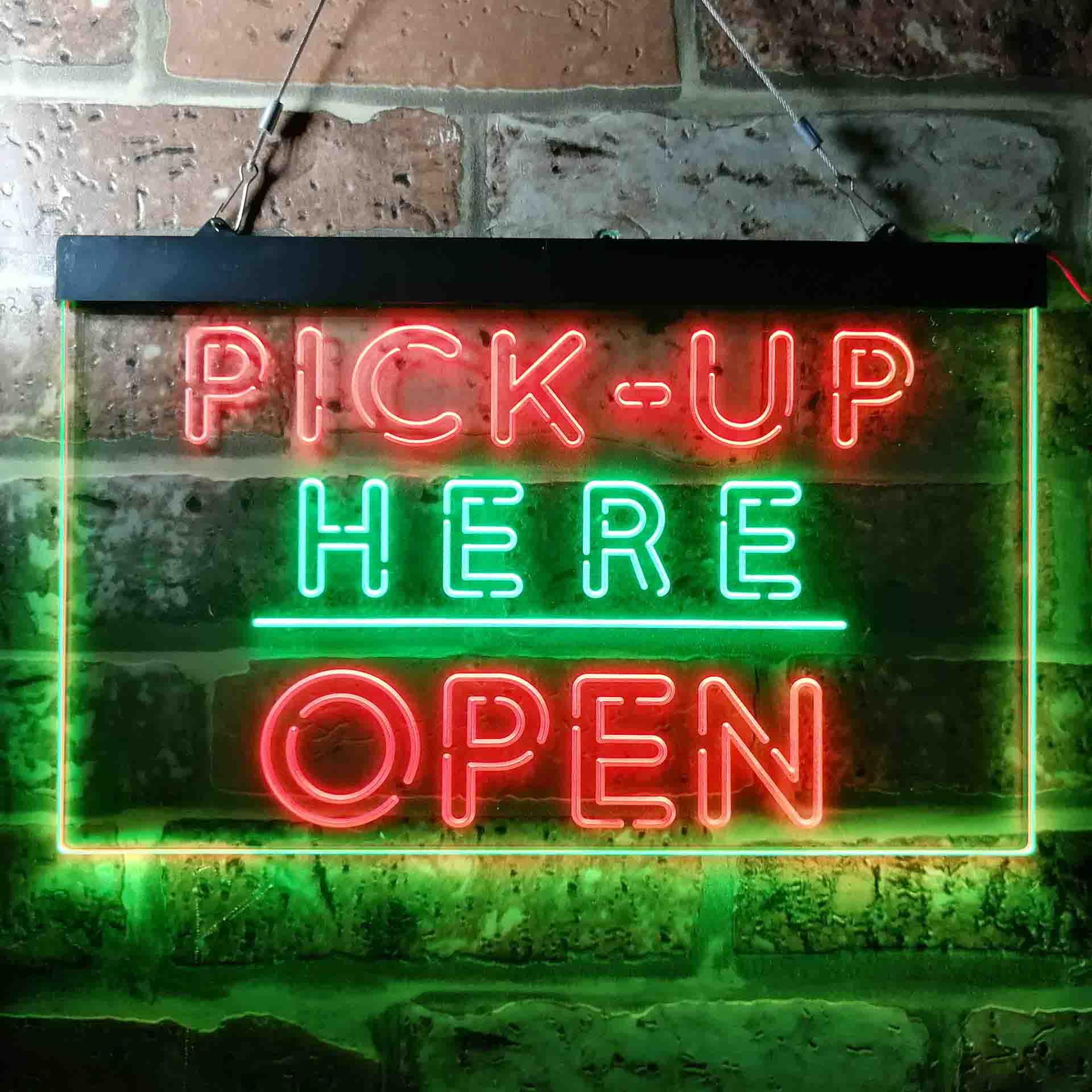 pro Pick Up Here Open Display Dual-Color LED Neon Sign