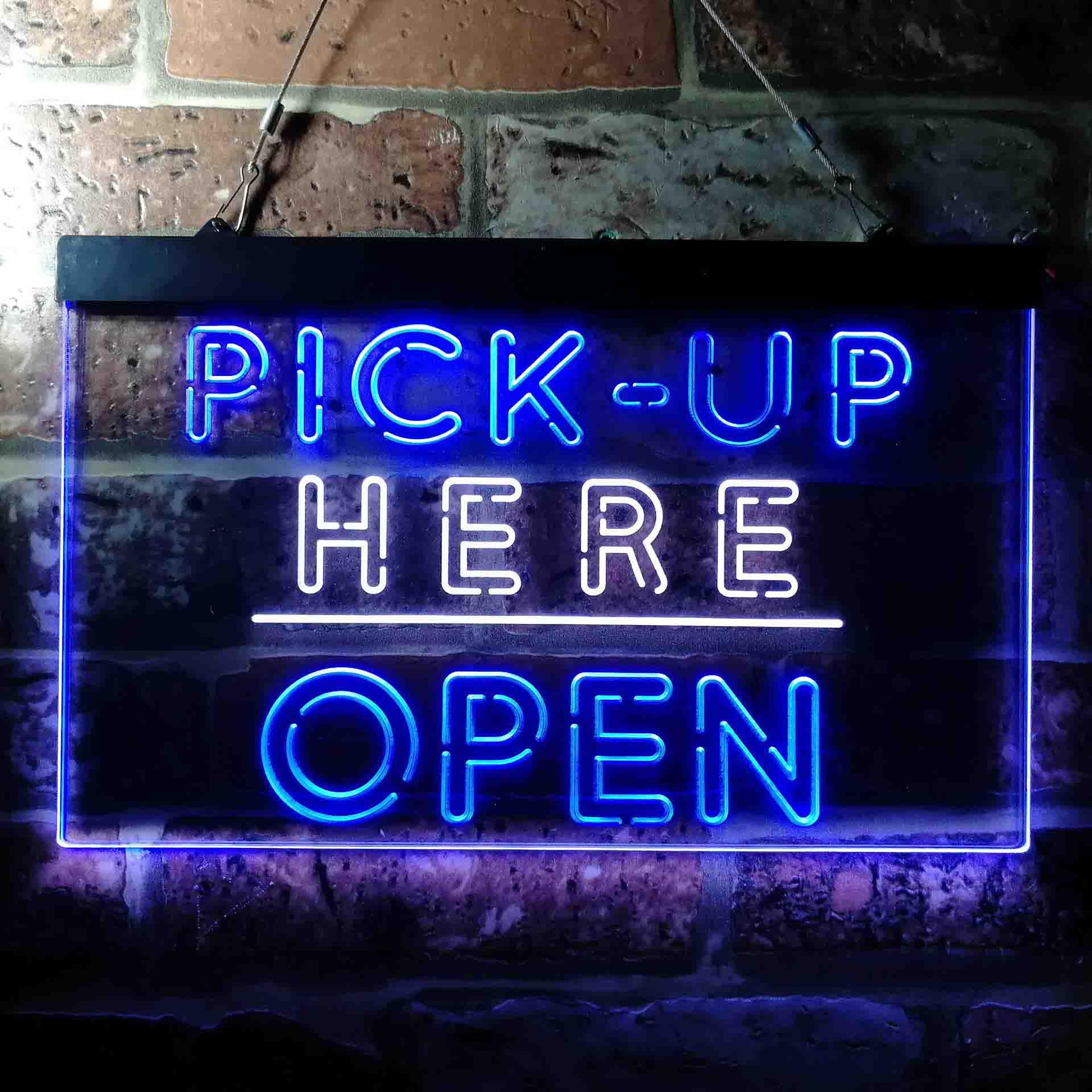 pro Pick Up Here Open Display Dual-Color LED Neon Sign