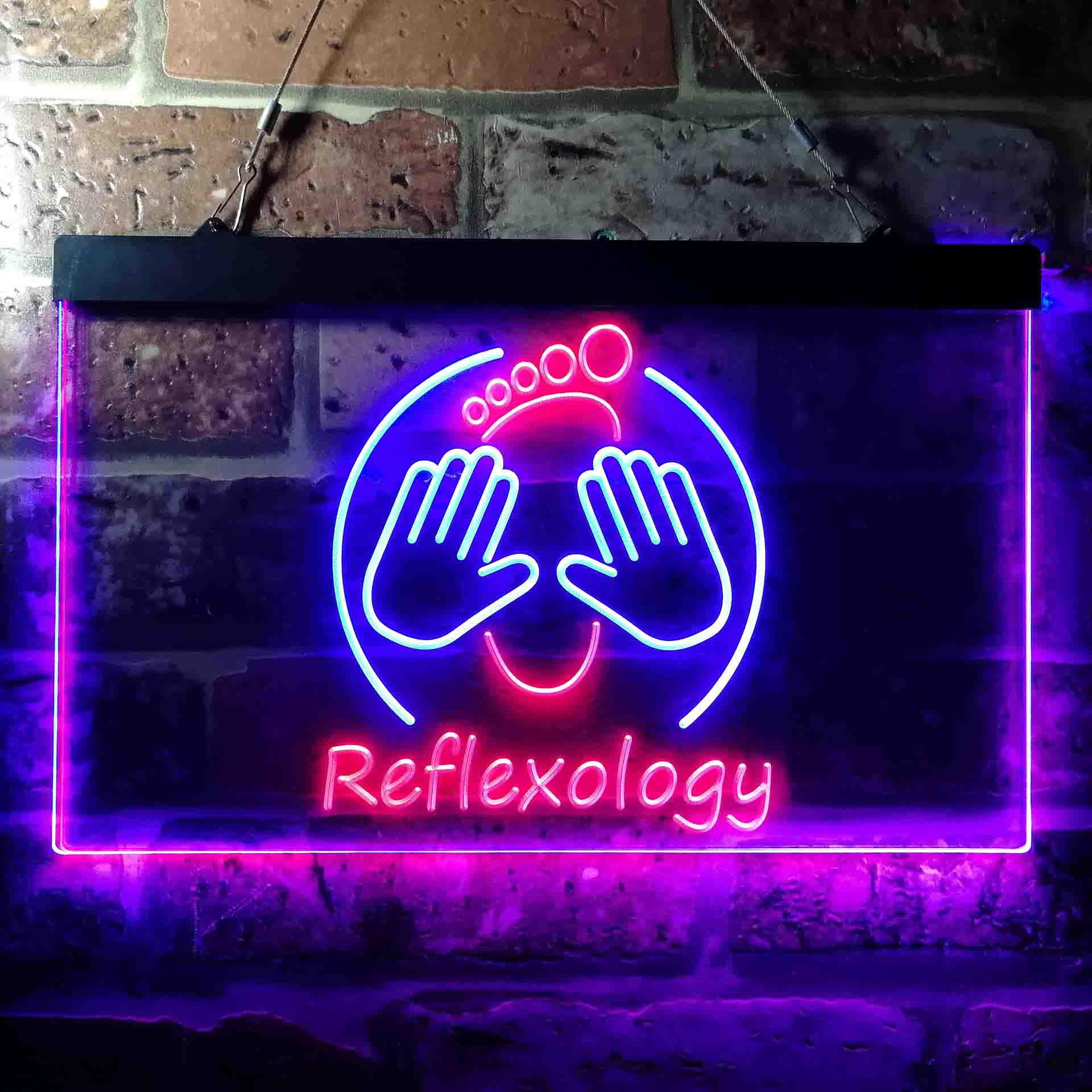 pro Foot Reflexology Massage Shop Dual-Color LED Neon Sign