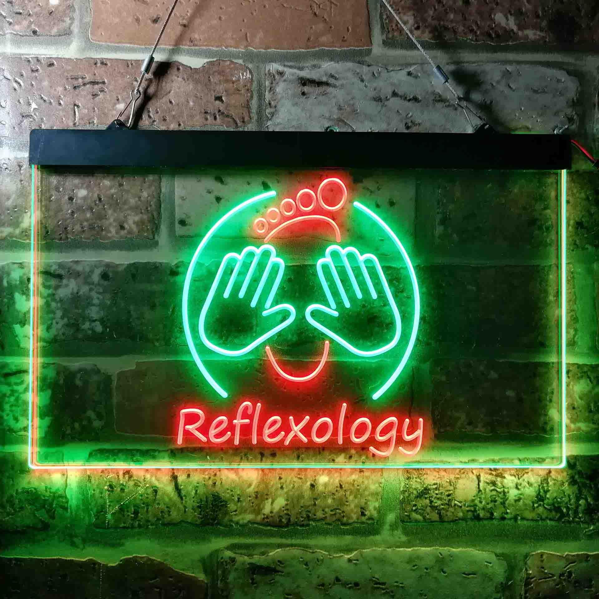 pro Foot Reflexology Massage Shop Dual-Color LED Neon Sign