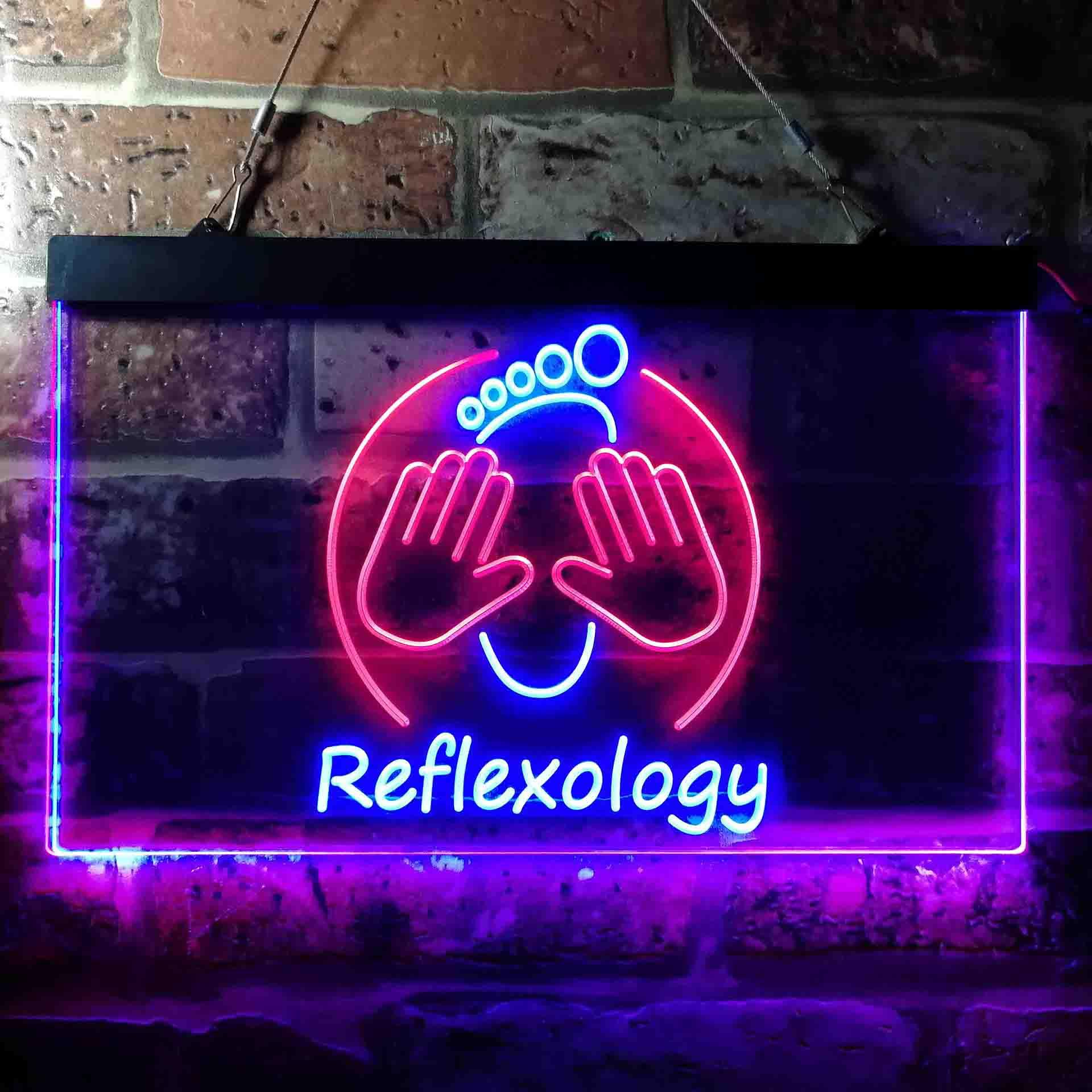 pro Foot Reflexology Massage Shop Dual-Color LED Neon Sign