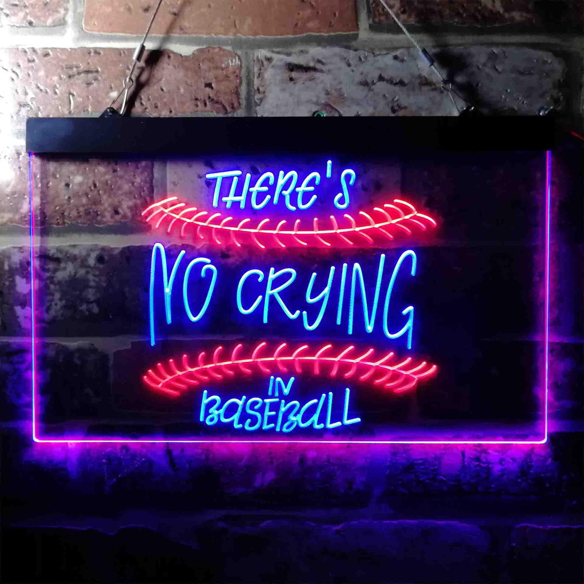 pro There is No Crying in Baseball Quote Dual-Color LED Neon Sign