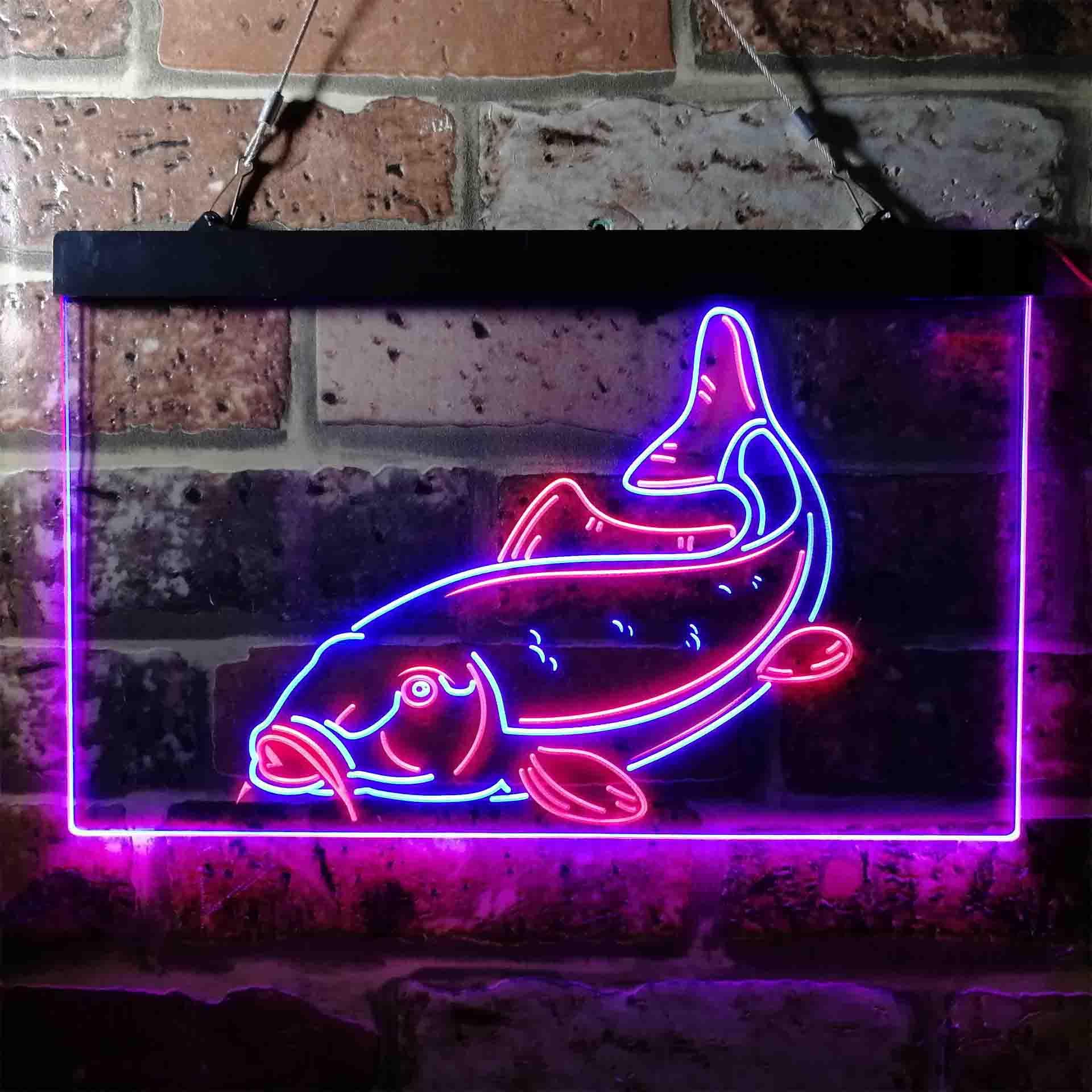 pro Carp Fish Cabin Game Room Dual-Color LED Neon Sign