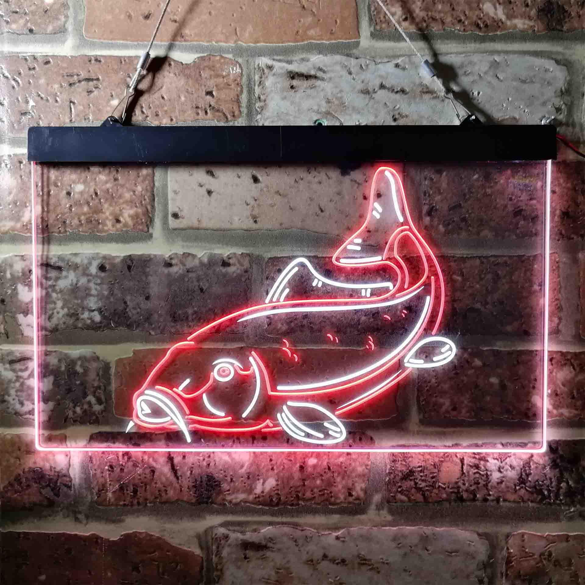 pro Carp Fish Cabin Game Room Dual-Color LED Neon Sign