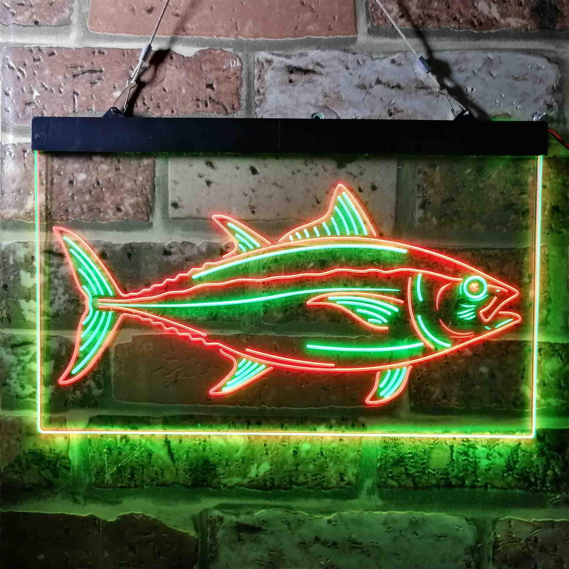 pro Tuna Fish Cabin Den Man Cave Dual-Color LED Neon Sign