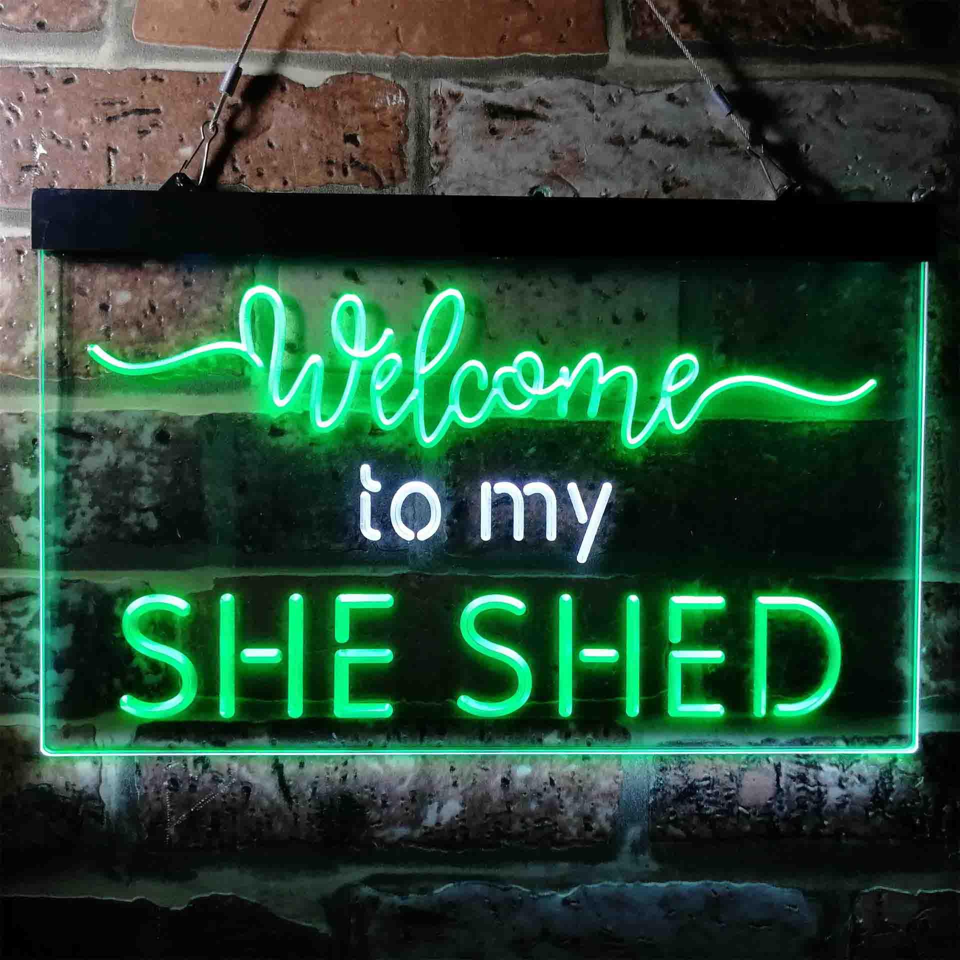pro Welcome to My She Shed Woman Cave Room Dual-Color LED Neon Sign
