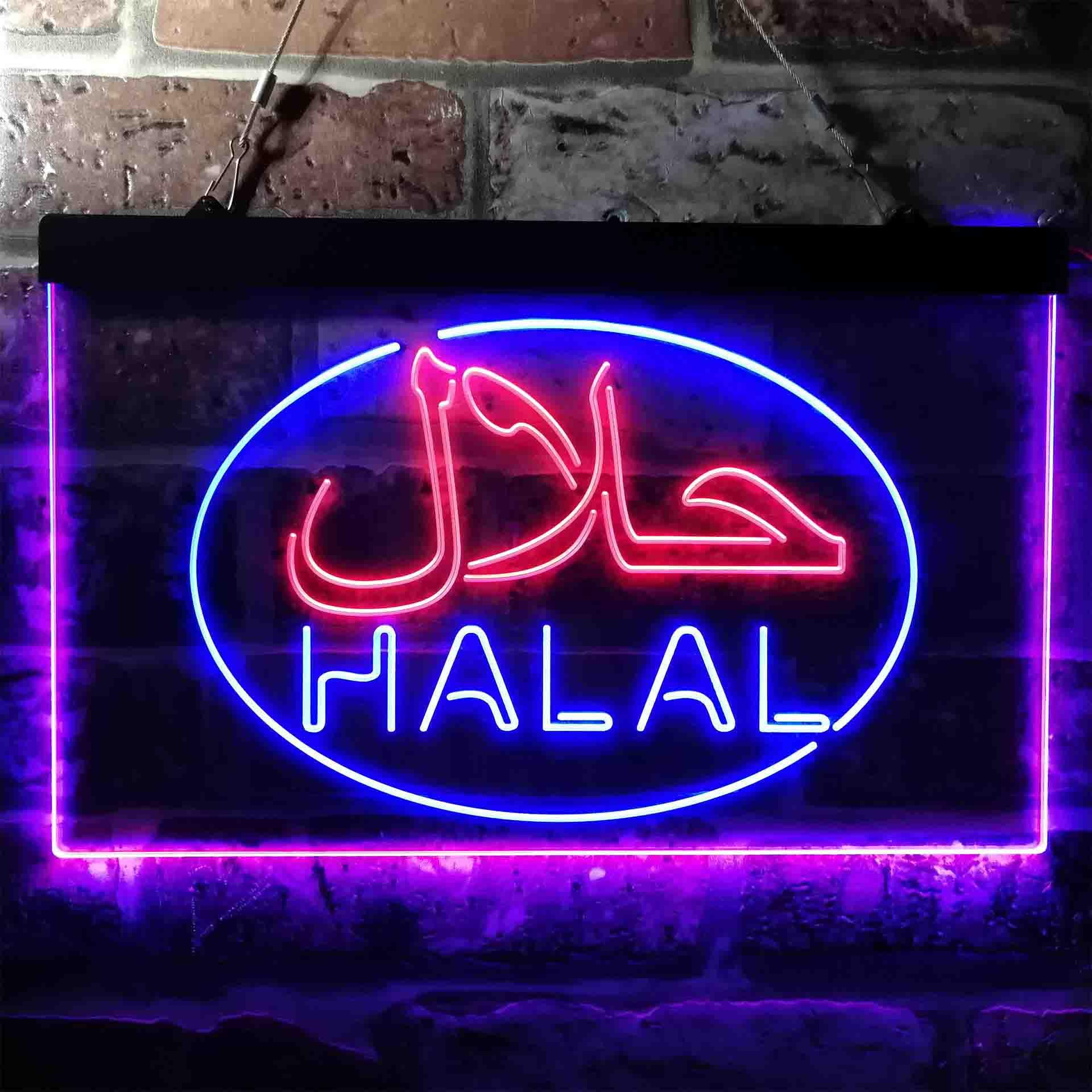 pro Halal Food Arabic Restaurant Dual-Color LED Neon Sign