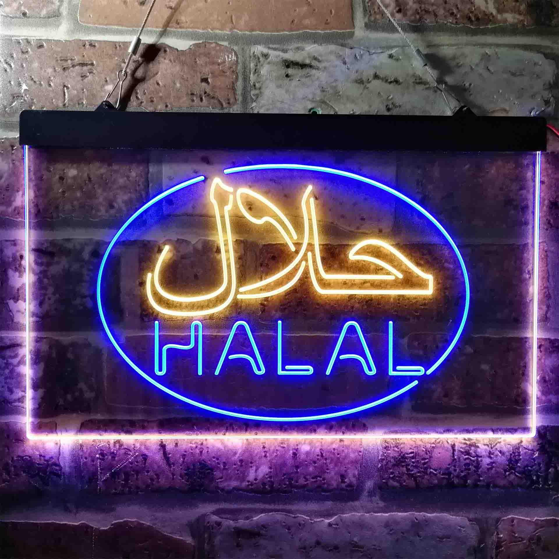 pro Halal Food Arabic Restaurant Dual-Color LED Neon Sign