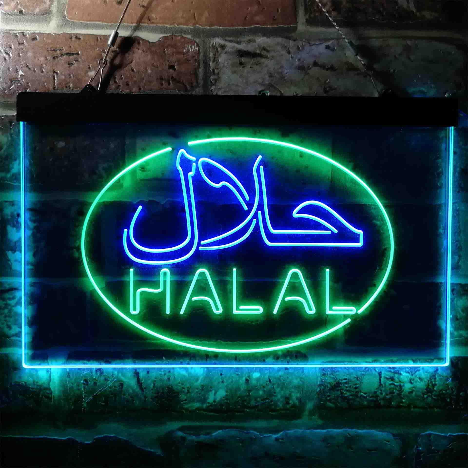 pro Halal Food Arabic Restaurant Dual-Color LED Neon Sign