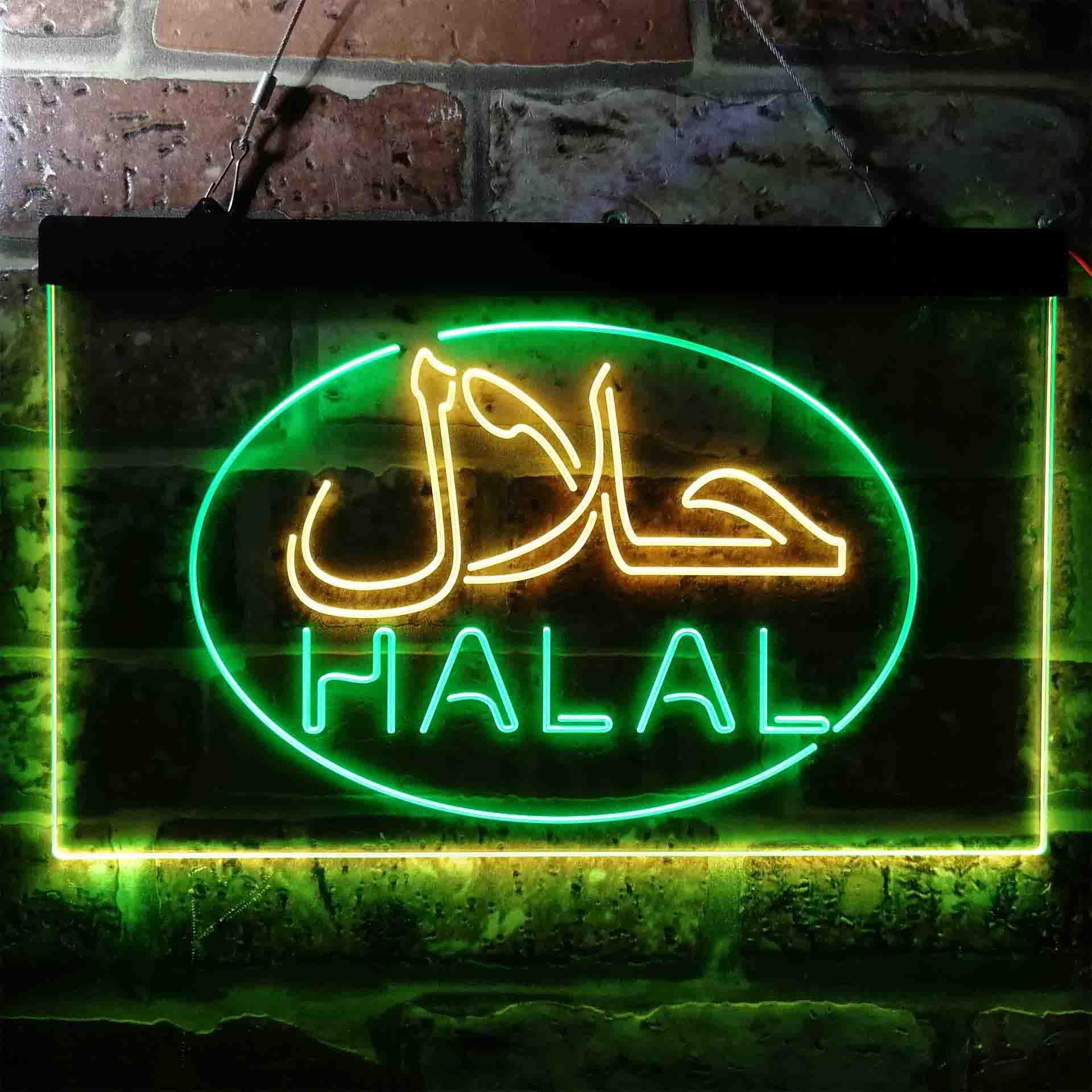 pro Halal Food Arabic Restaurant Dual-Color LED Neon Sign