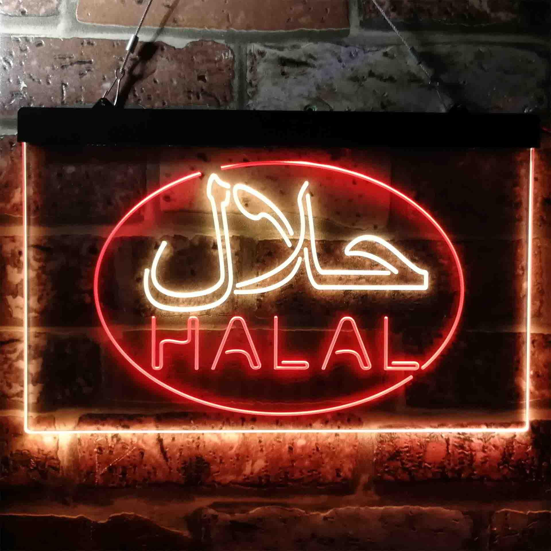 pro Halal Food Arabic Restaurant Dual-Color LED Neon Sign