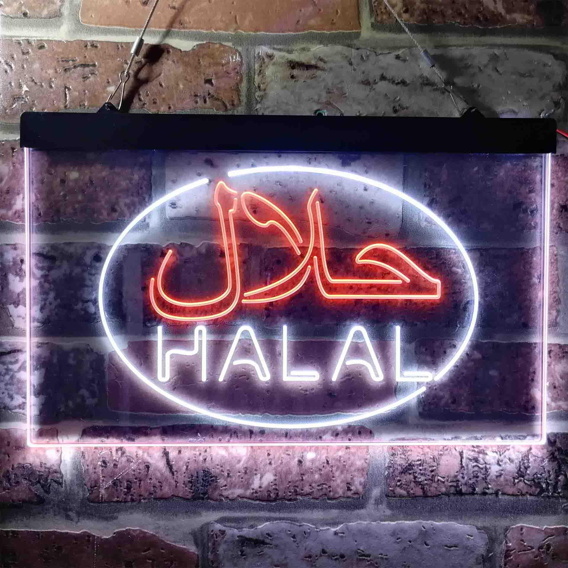 pro Halal Food Arabic Restaurant Dual-Color LED Neon Sign