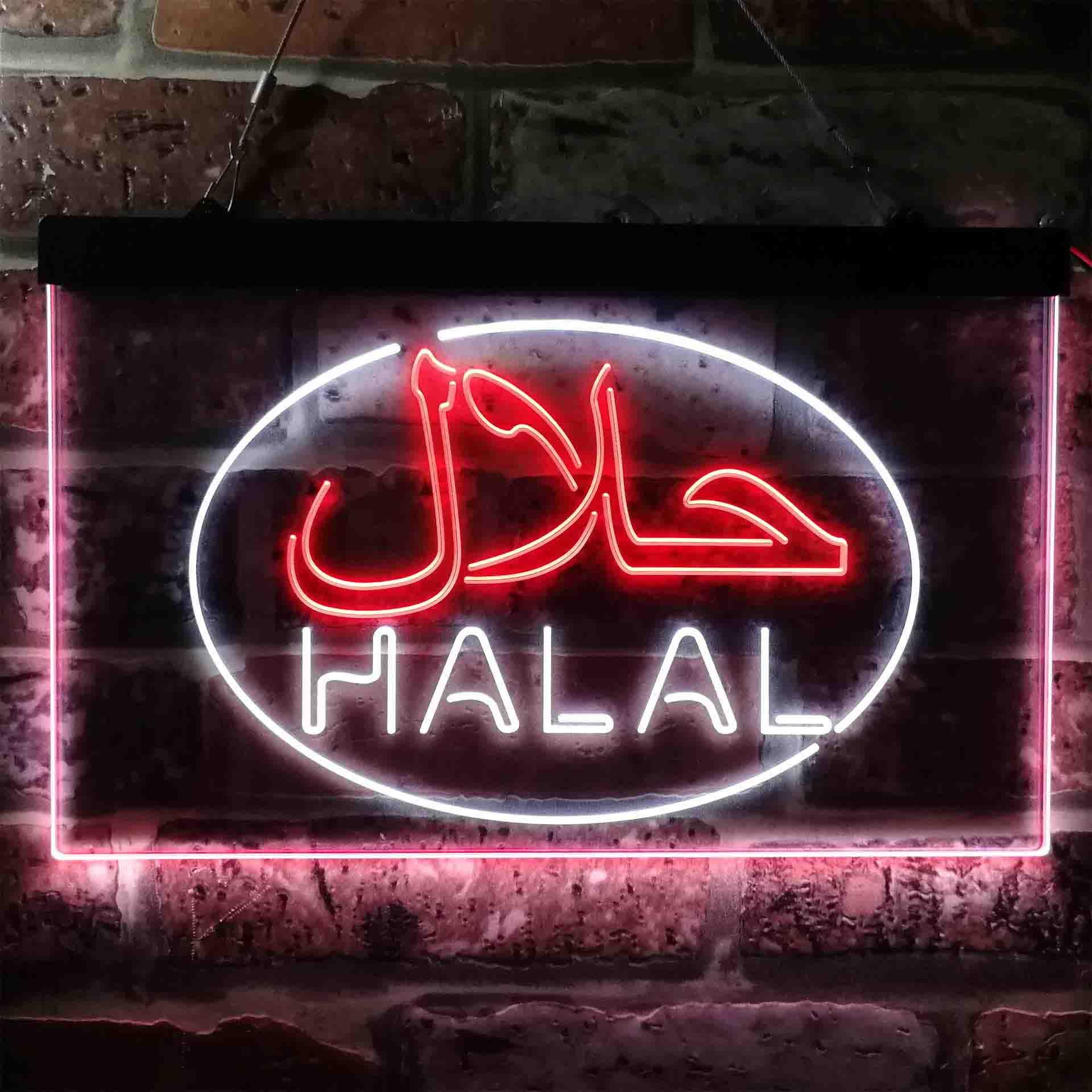 pro Halal Food Arabic Restaurant Dual-Color LED Neon Sign