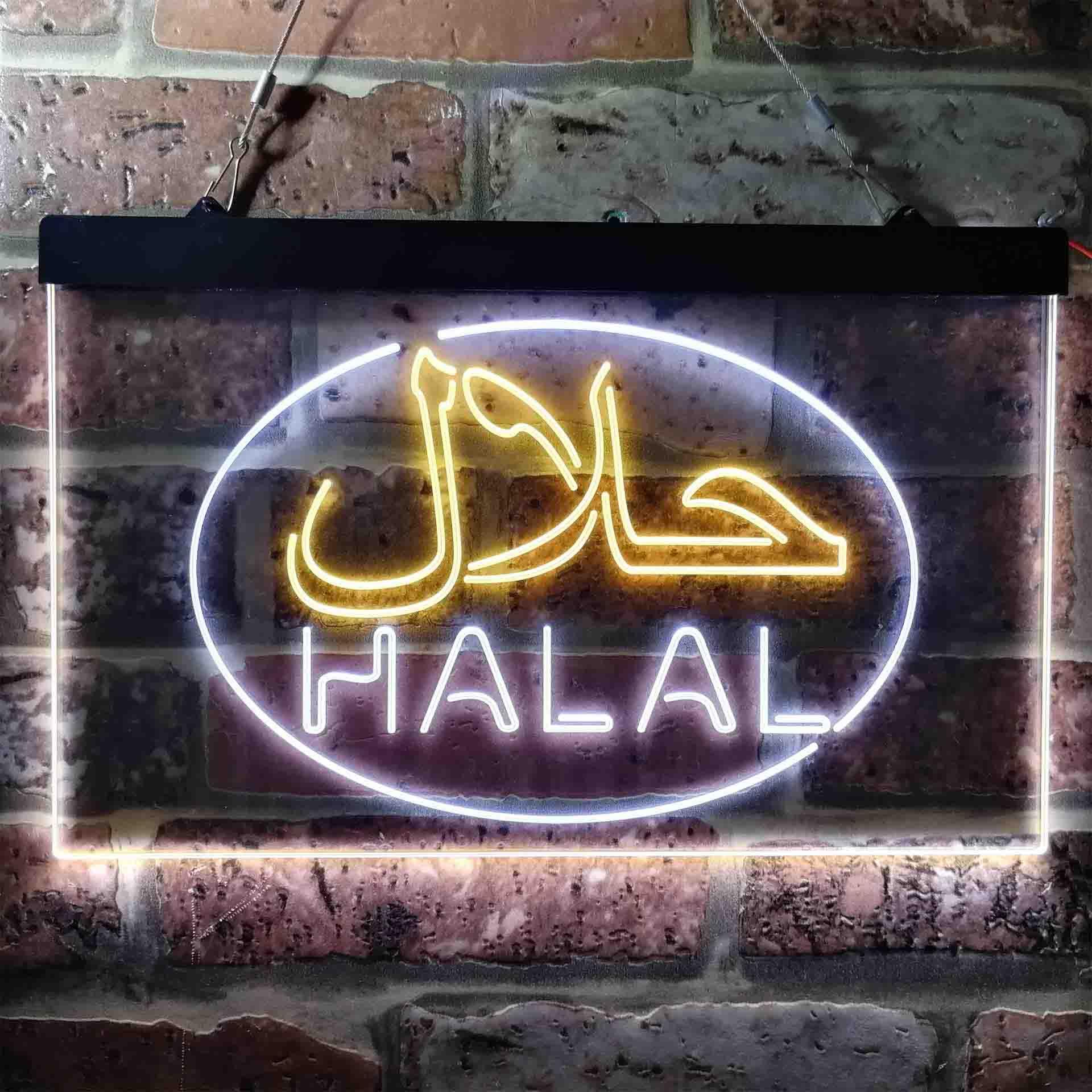 pro Halal Food Arabic Restaurant Dual-Color LED Neon Sign