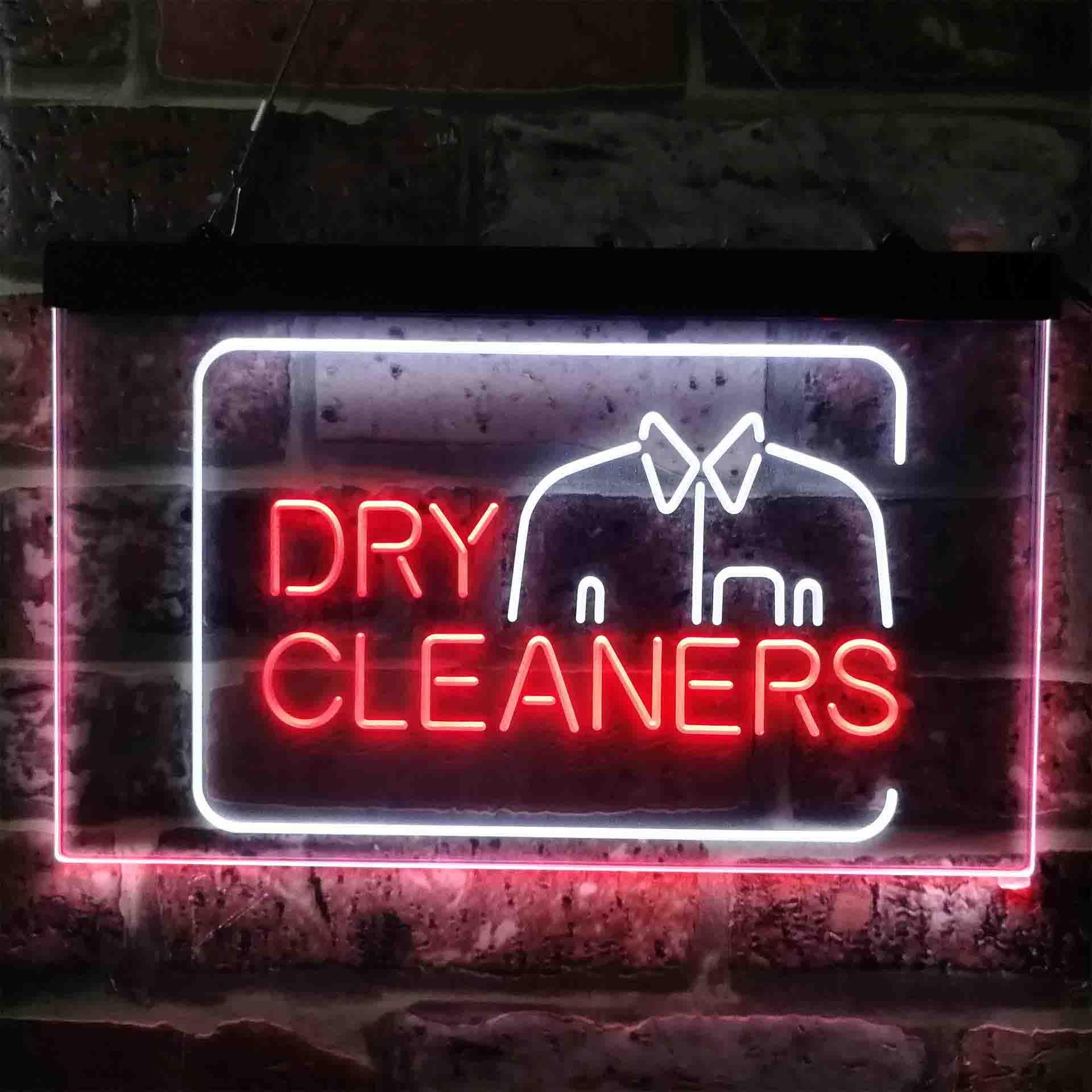 pro Dry Cleaners Shirt Dual-Color LED Neon Sign