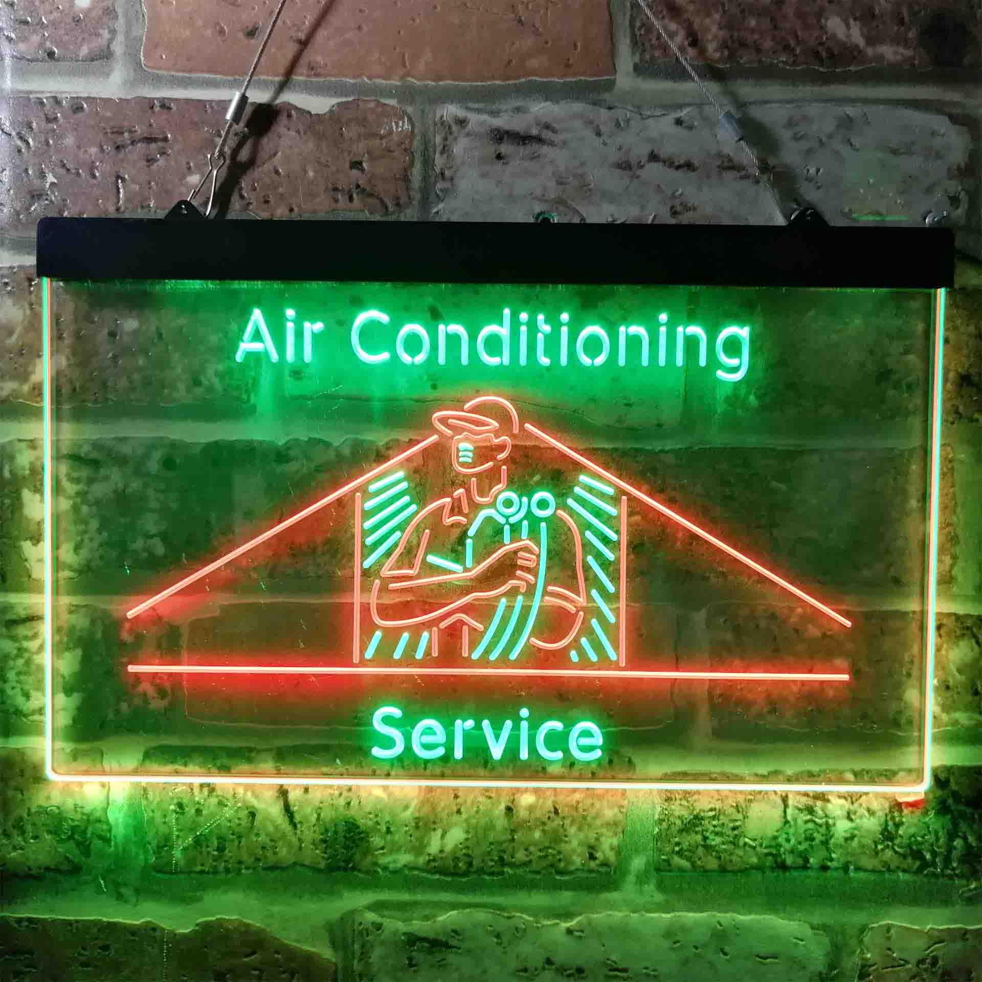 pro Air Conditioning Service Repairs Dual-Color LED Neon Sign