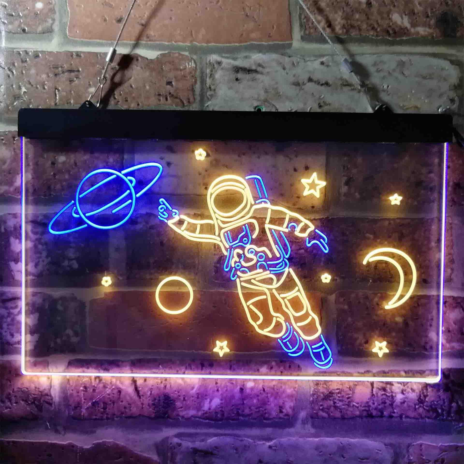 pro Astronaut Planets Stars Space Moon Dual-Color LED Neon Sign