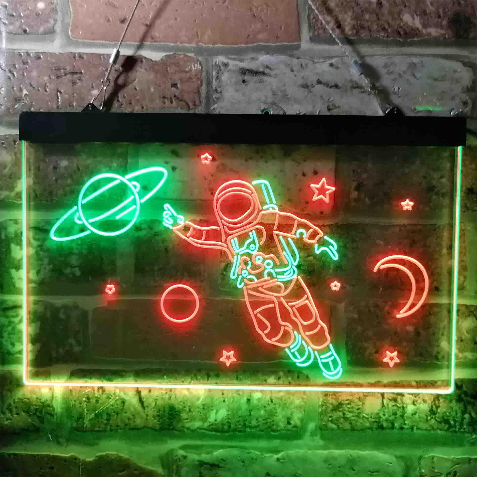 pro Astronaut Planets Stars Space Moon Dual-Color LED Neon Sign