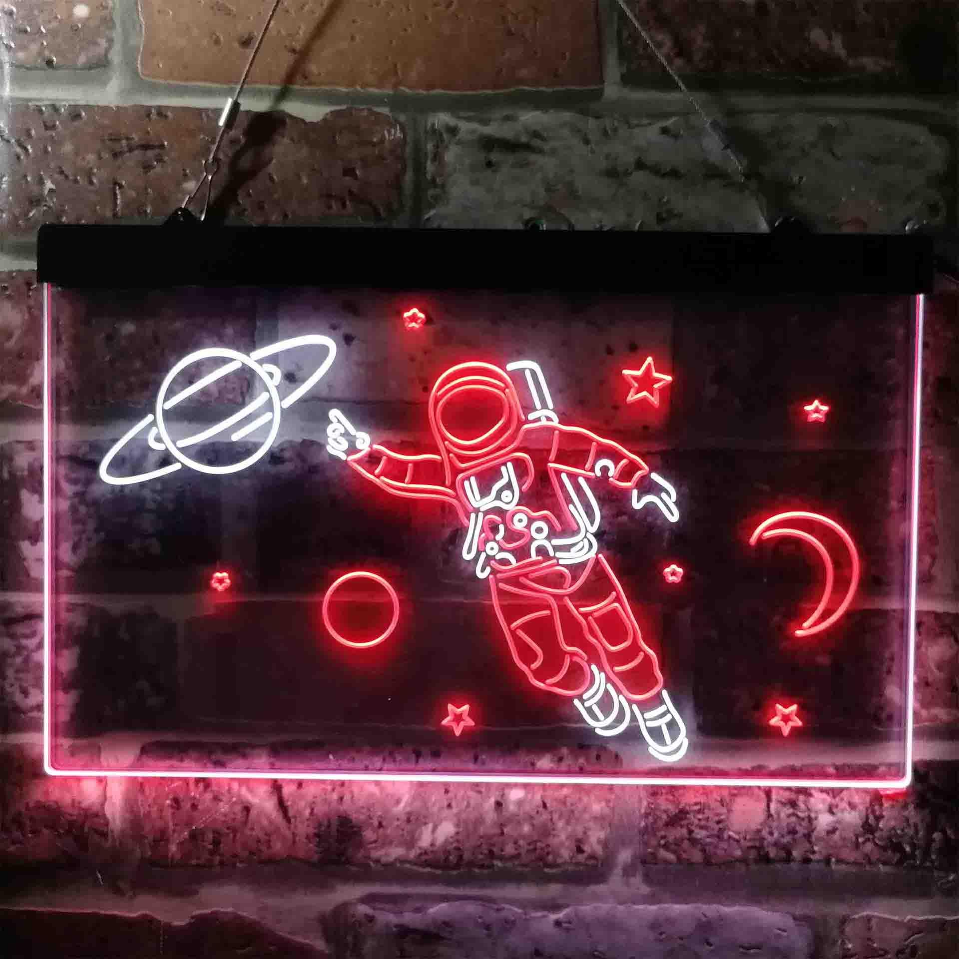 pro Astronaut Planets Stars Space Moon Dual-Color LED Neon Sign