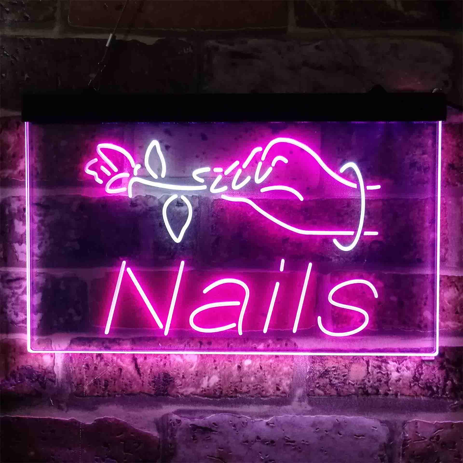 pro Nails Flower Display Dual-Color LED Neon Sign