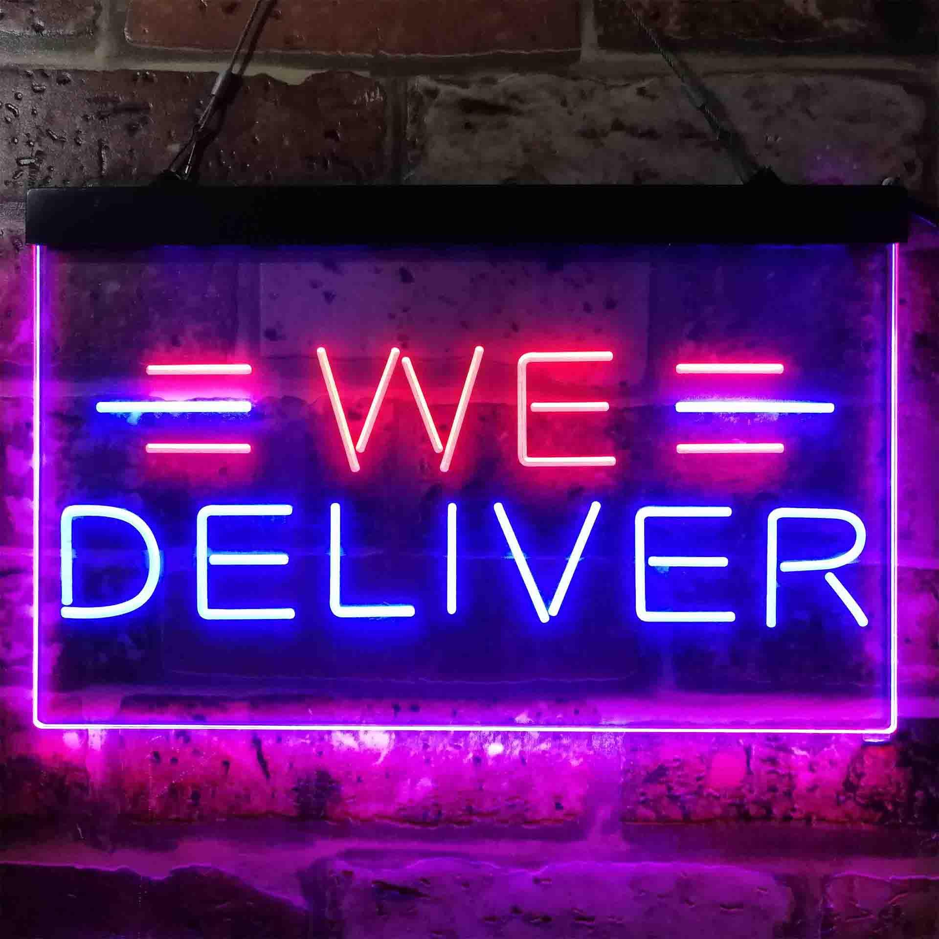 pro We Delivery Shop Display Dual-Color LED Neon Sign