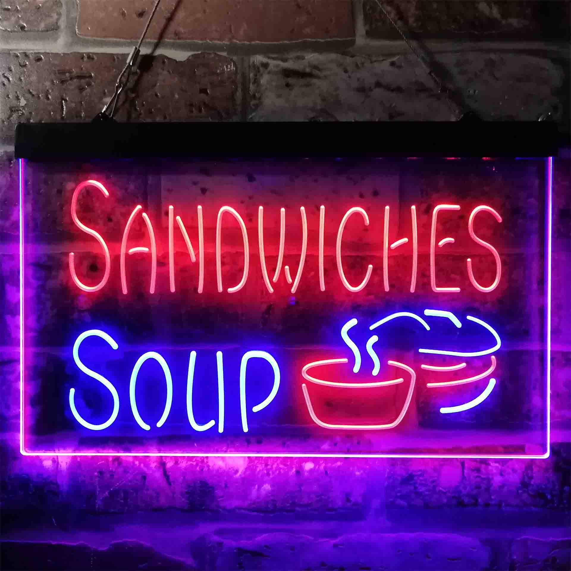 pro Sandwiches Soup Cafe Dual-Color LED Neon Sign