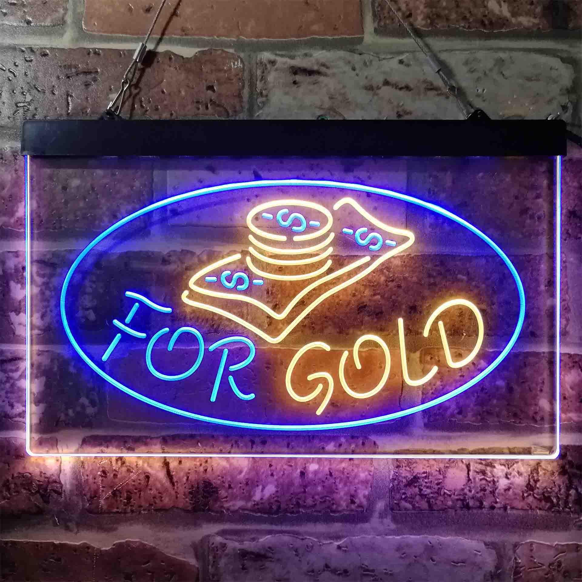 pro Cash for Gold Shop Business Dual-Color LED Neon Sign