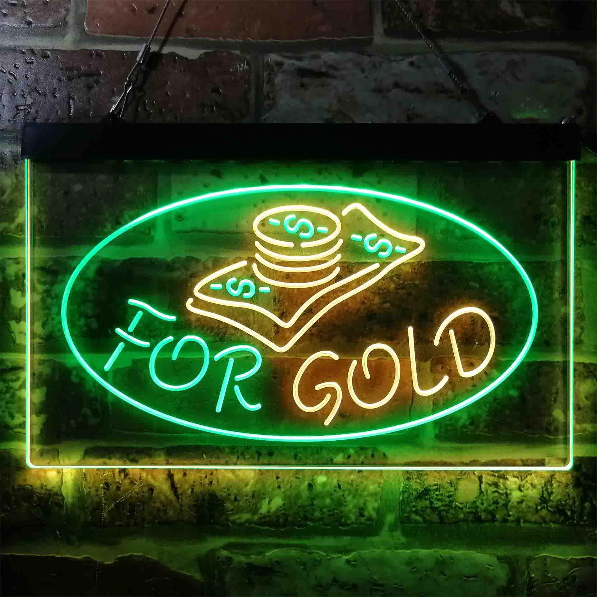 pro Cash for Gold Shop Business Dual-Color LED Neon Sign