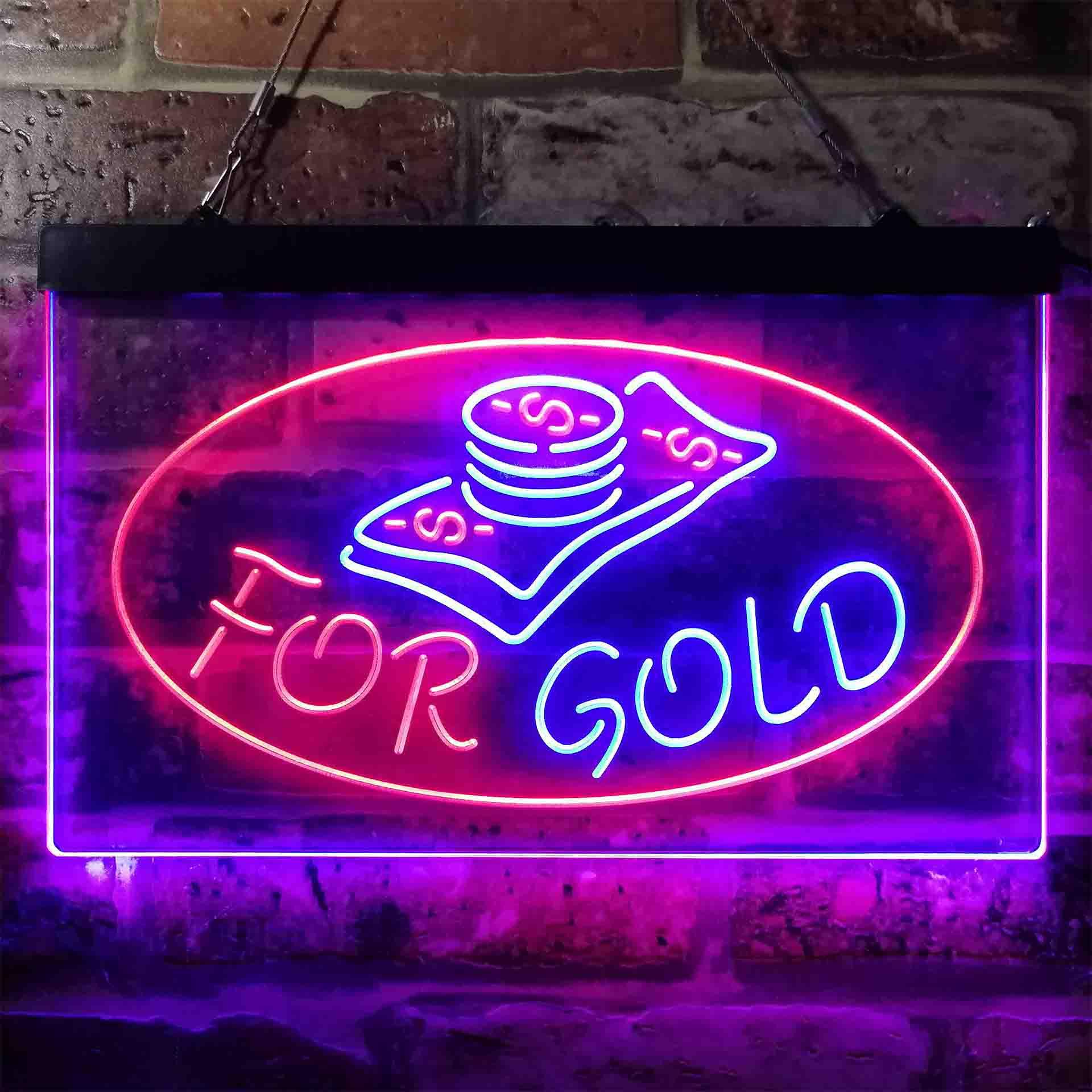 pro Cash for Gold Shop Business Dual-Color LED Neon Sign